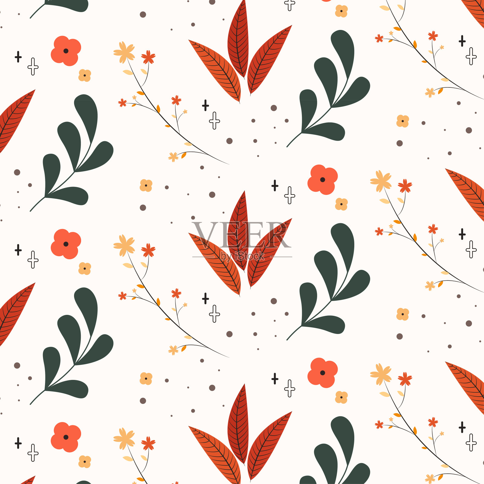 可爱的花朵无缝图案矢量背景插画图片素材