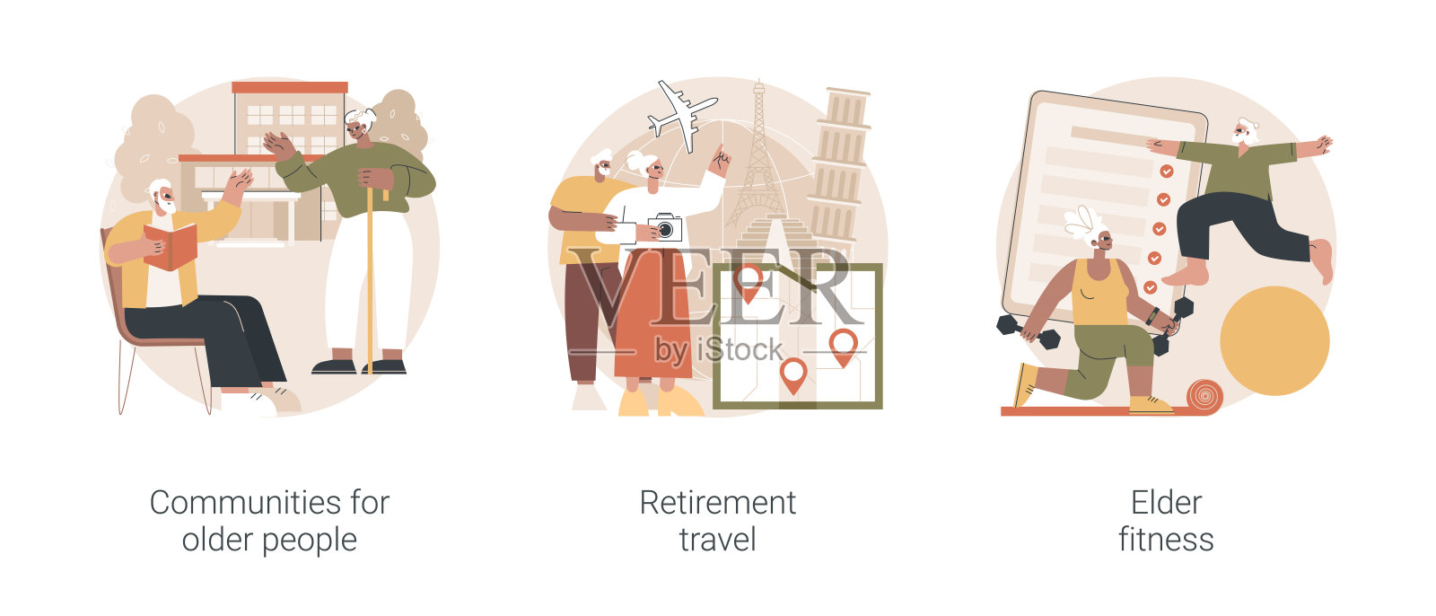 老年人活动抽象概念矢量插图。插画图片素材