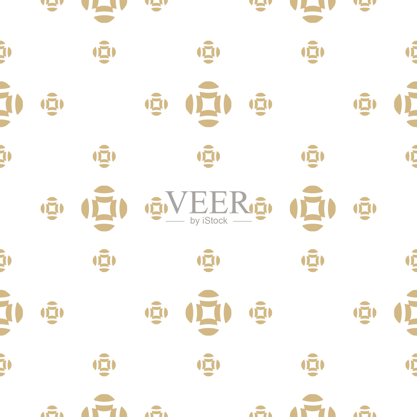 矢量花无缝模式。简单的金色和白色最小的几何纹理插画图片素材