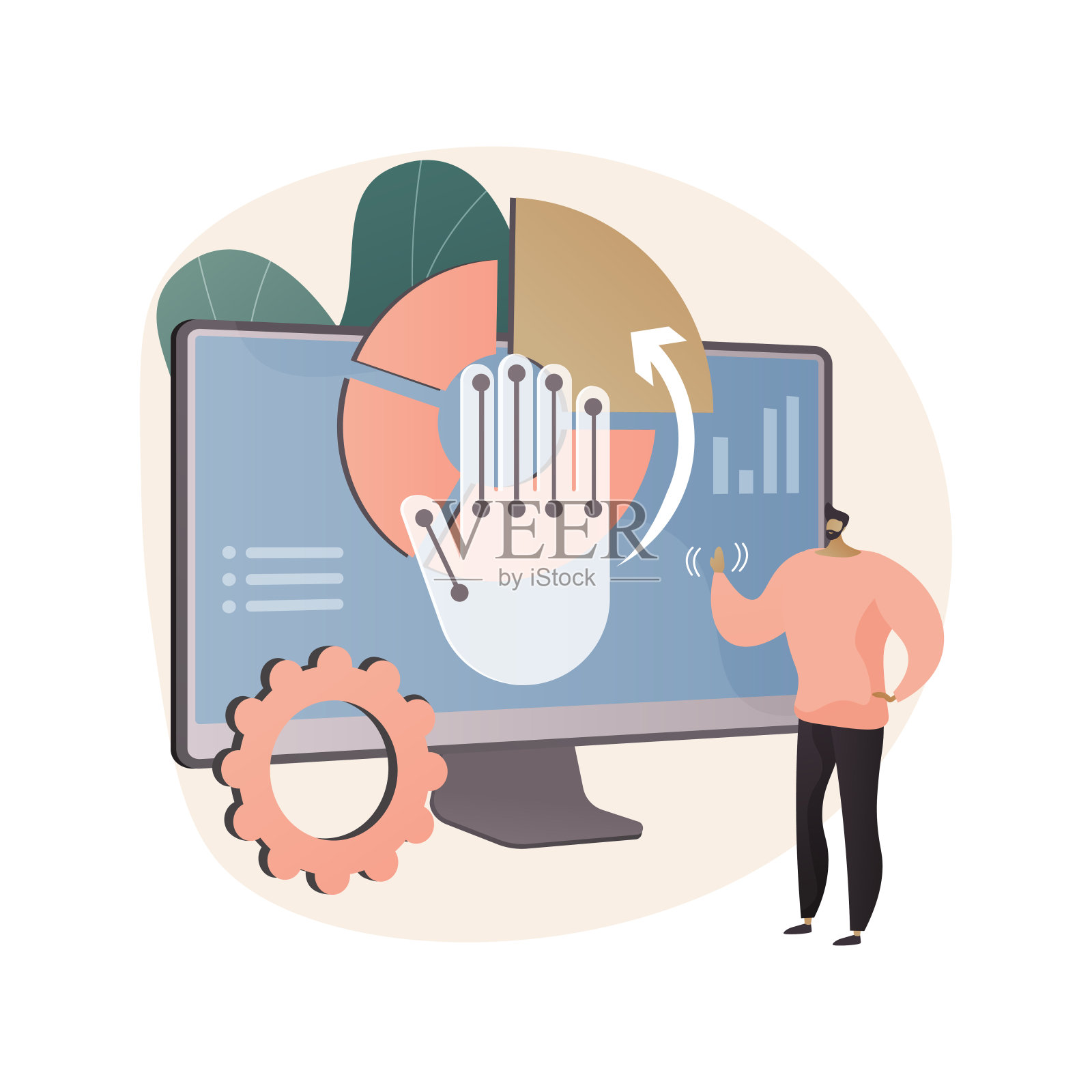 手势识别抽象概念矢量插图。插画图片素材