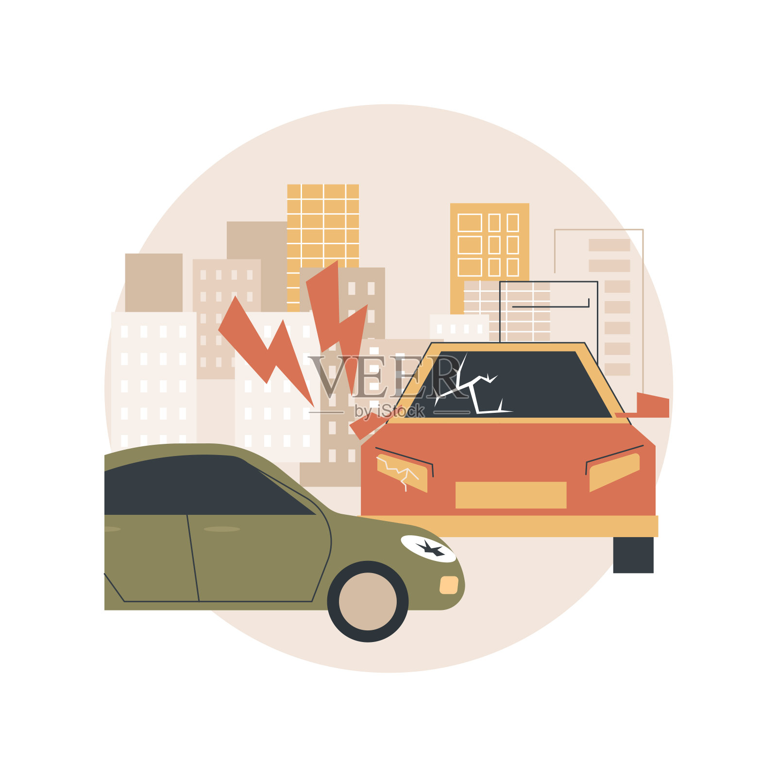 交通事故抽象概念矢量插图。插画图片素材