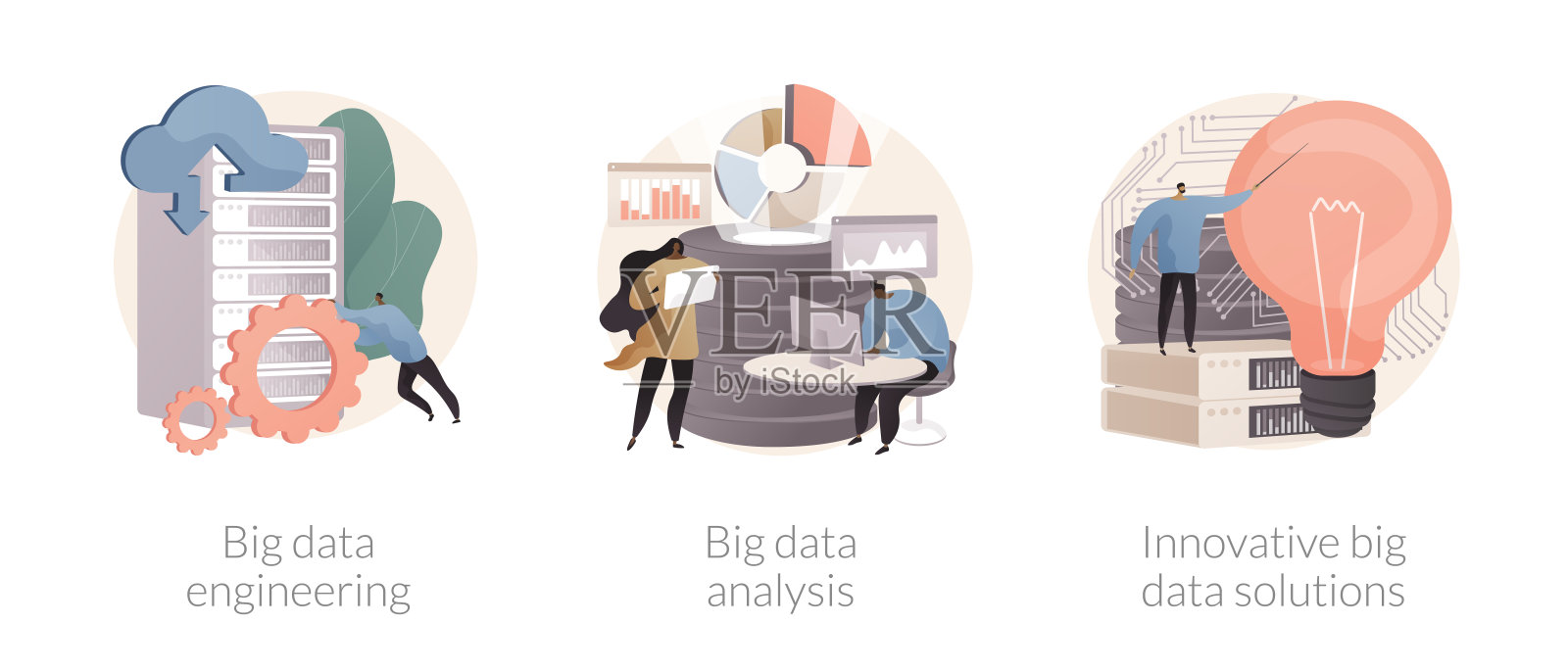 数据库技术抽象概念矢量插图。插画图片素材