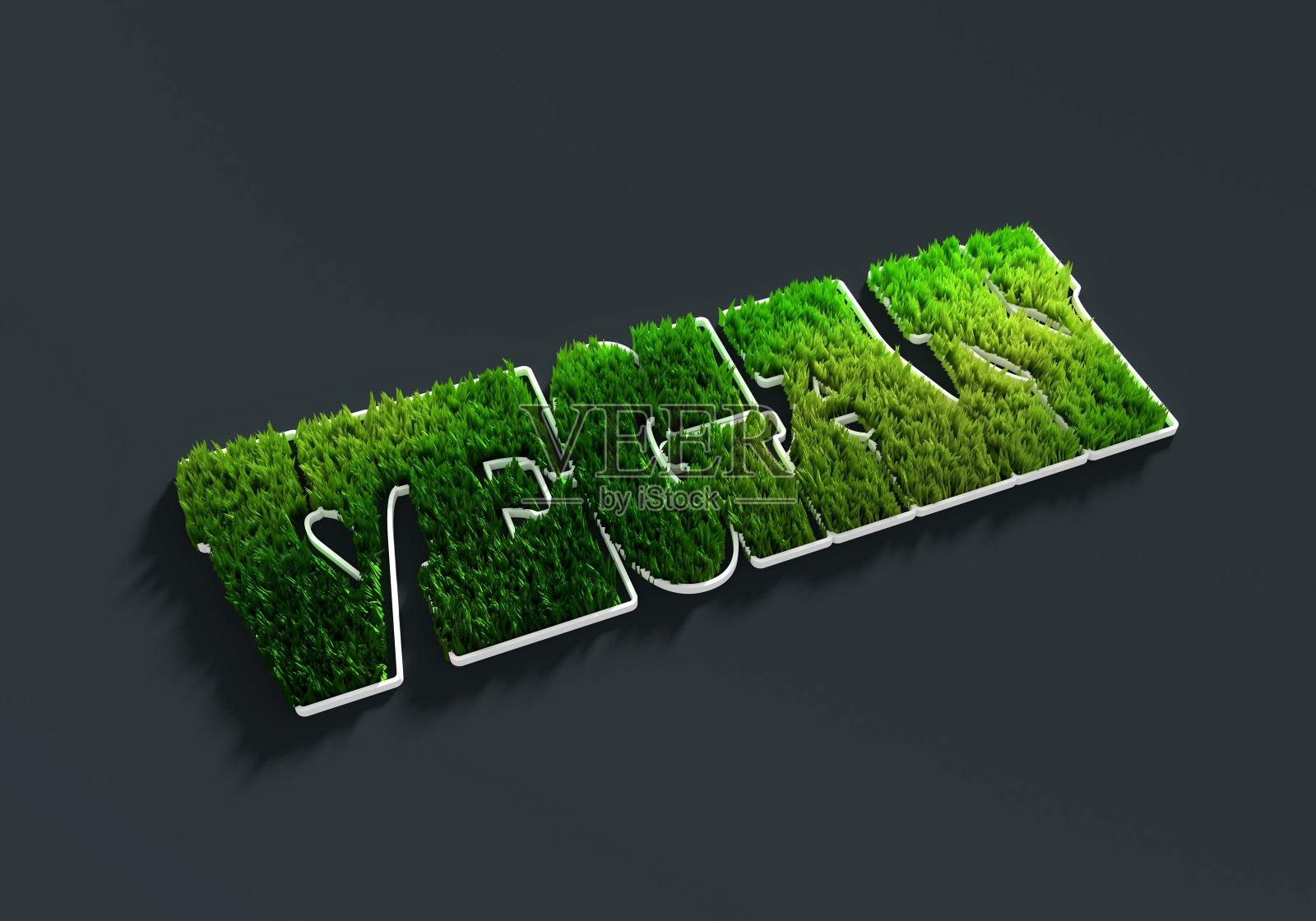 3d绿草和纯素单字照片摄影图片