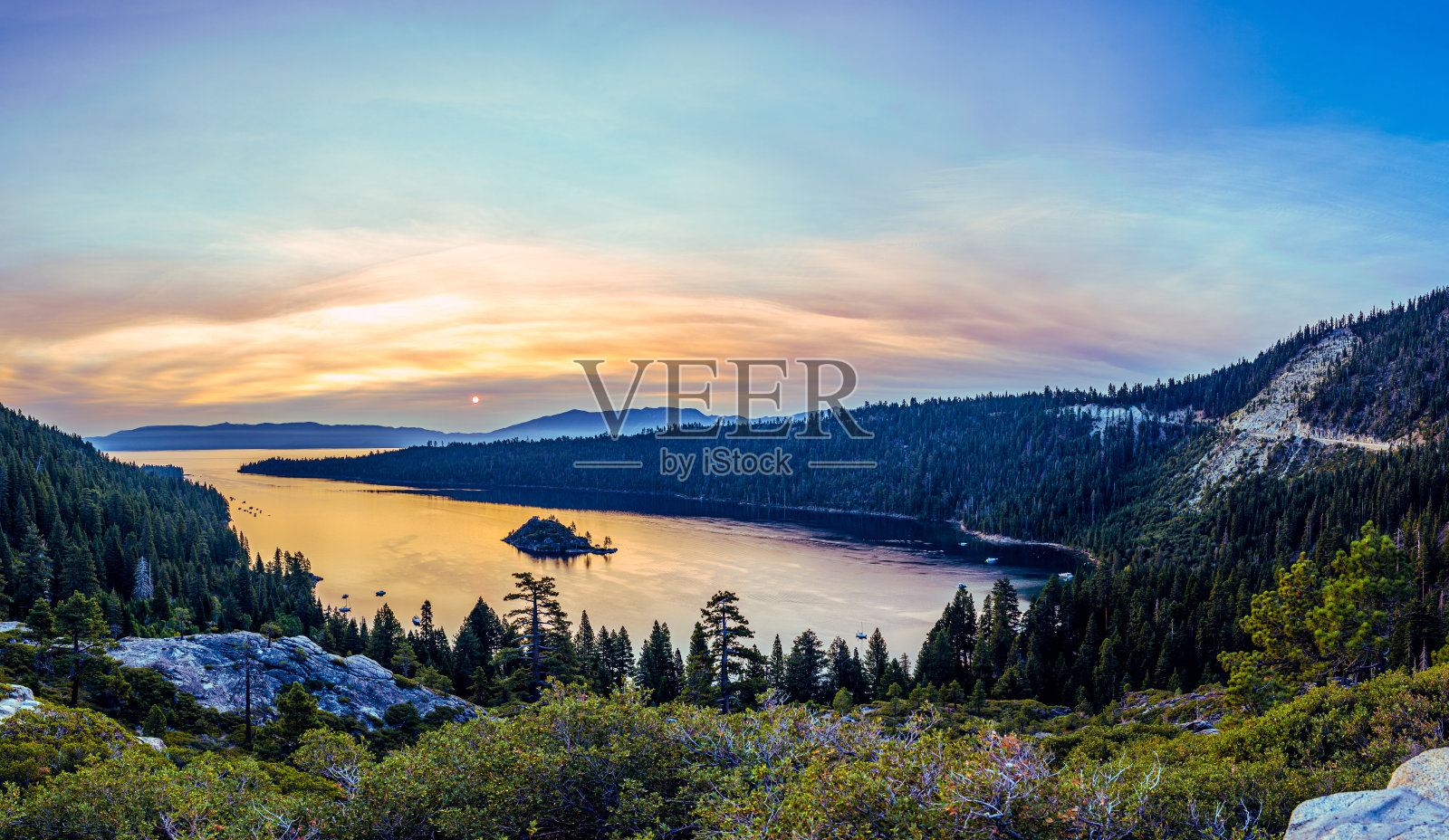 翡翠湾太浩湖全景照片摄影图片