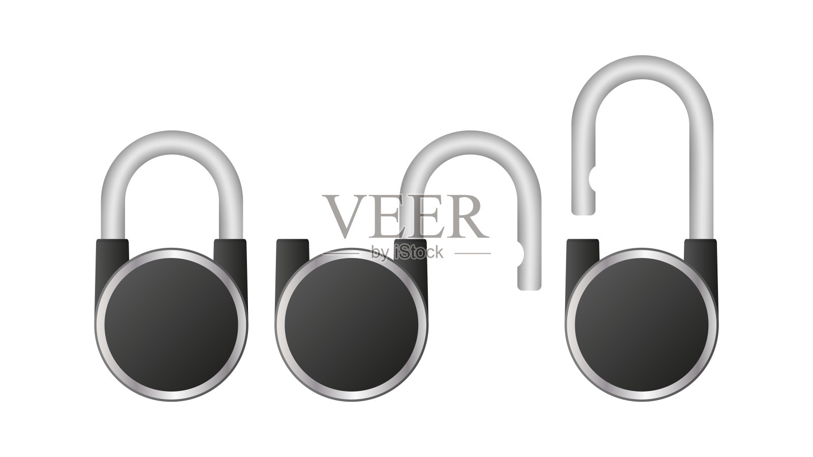 圆形挂锁的门。白色背景下的现代城堡。Vetkor。设计元素图片