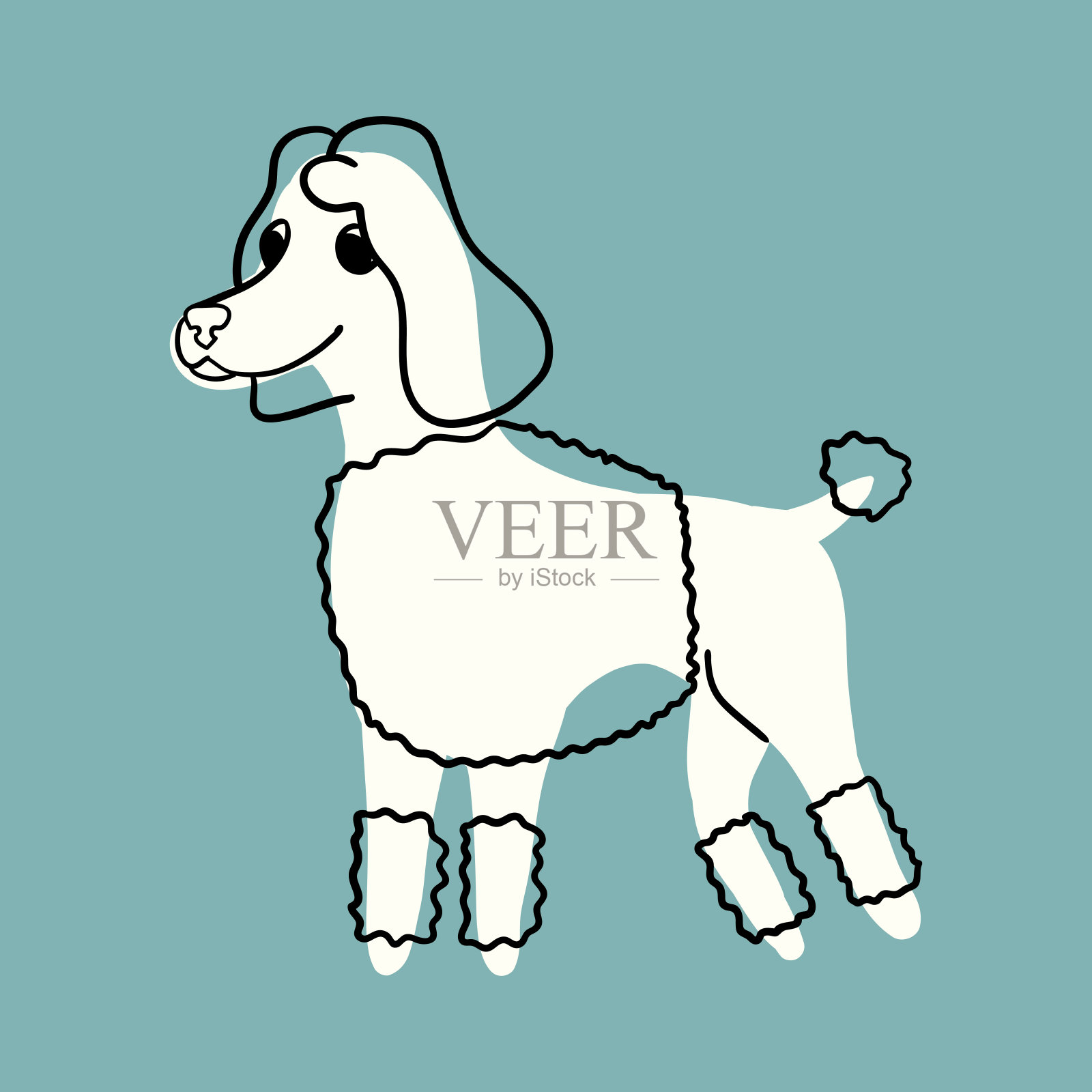 一个卷毛狗的矢量插图设计元素图片