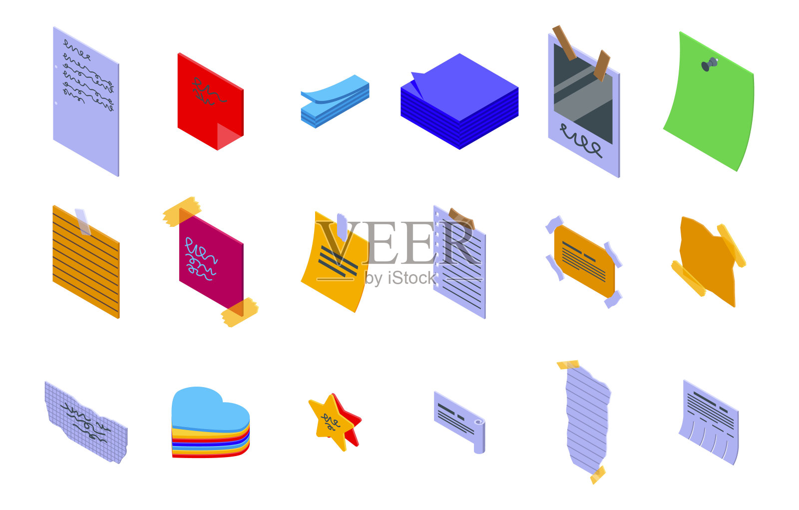 备忘录的图标集。插画图片素材