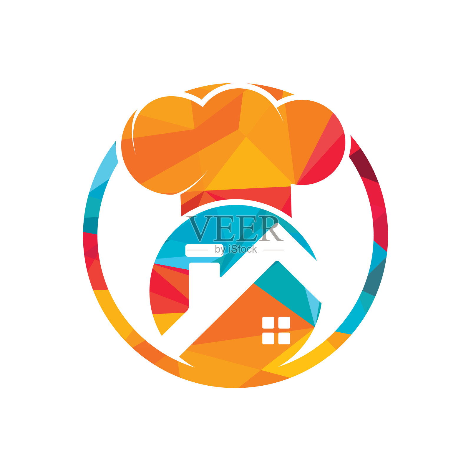 家庭厨师图标标志设计。在家做饭矢量logo设计。插画图片素材