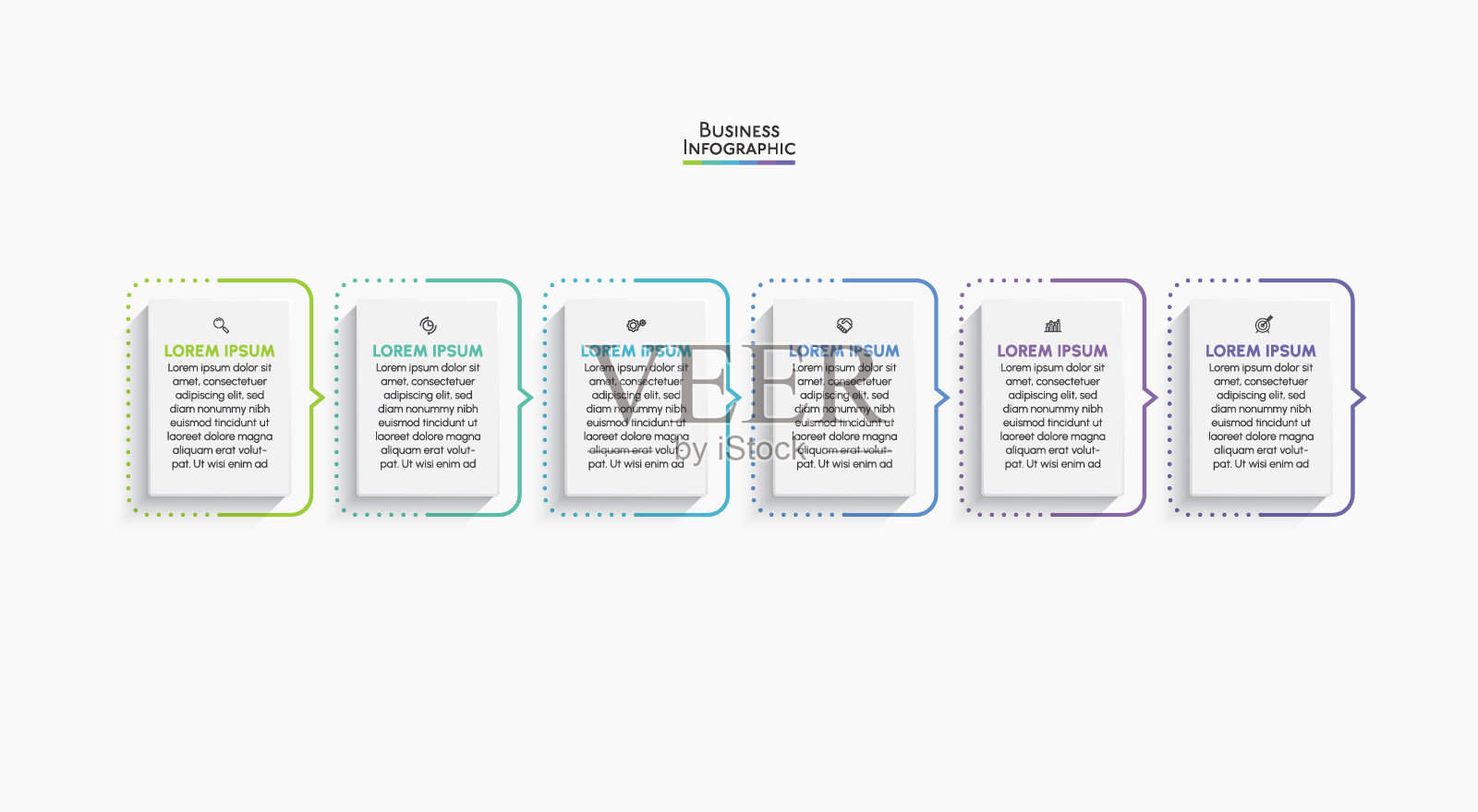 业务数据可视化。为抽象背景模板设计的时间轴信息图表图标插画图片素材