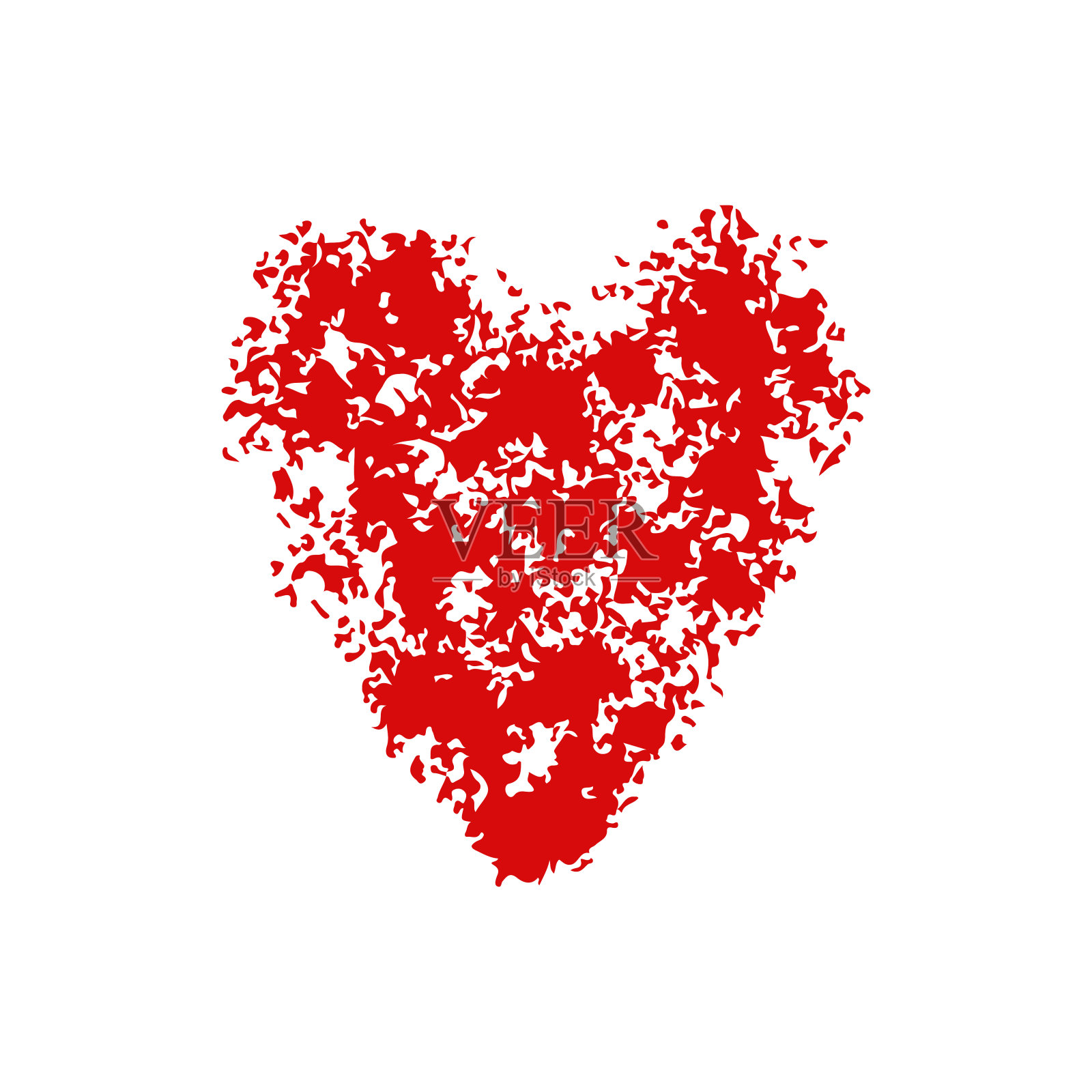 心的图标。红狼籍的剪影。前视图。矢量简单的平面图形手绘插图。在白色背景上孤立的物体。隔离。插画图片素材
