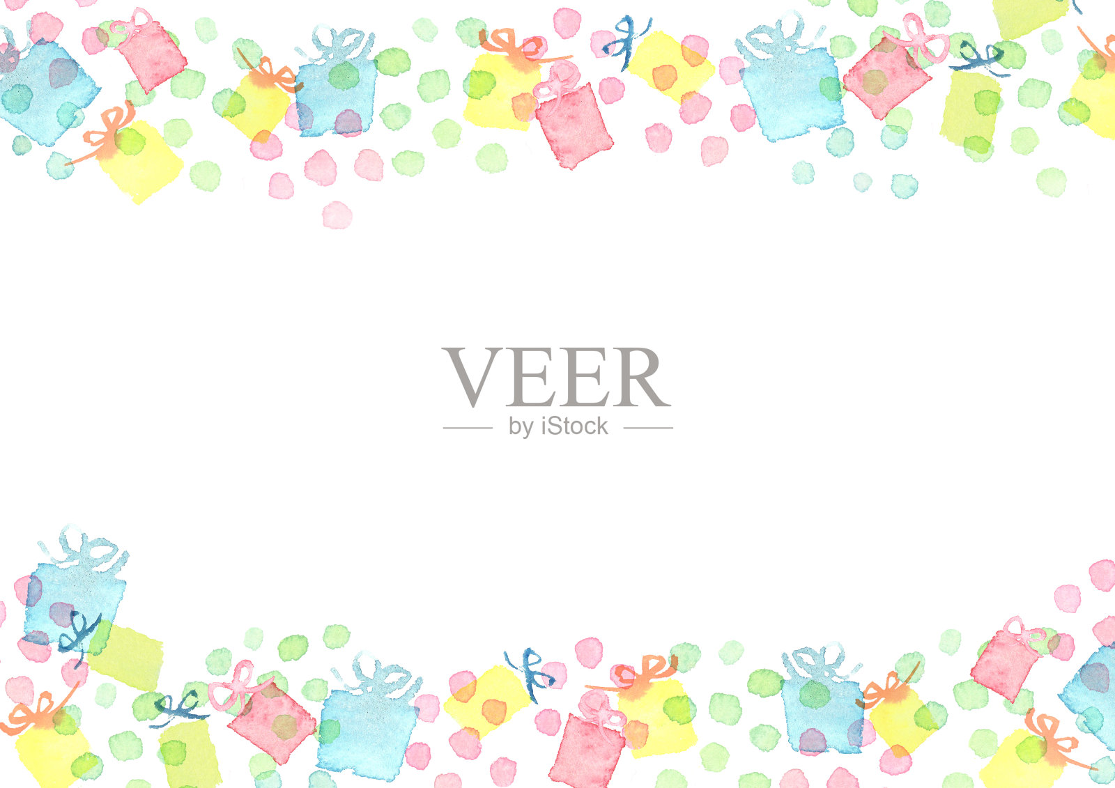 水彩圆点和礼物背景插图插画图片素材