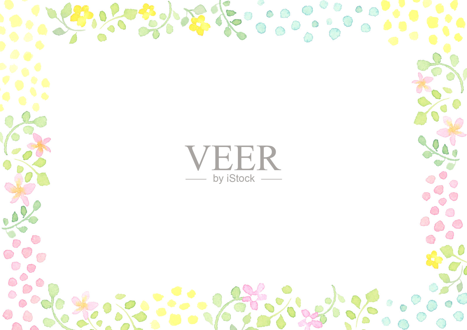 背景插图的花和圆点画在水彩插画图片素材