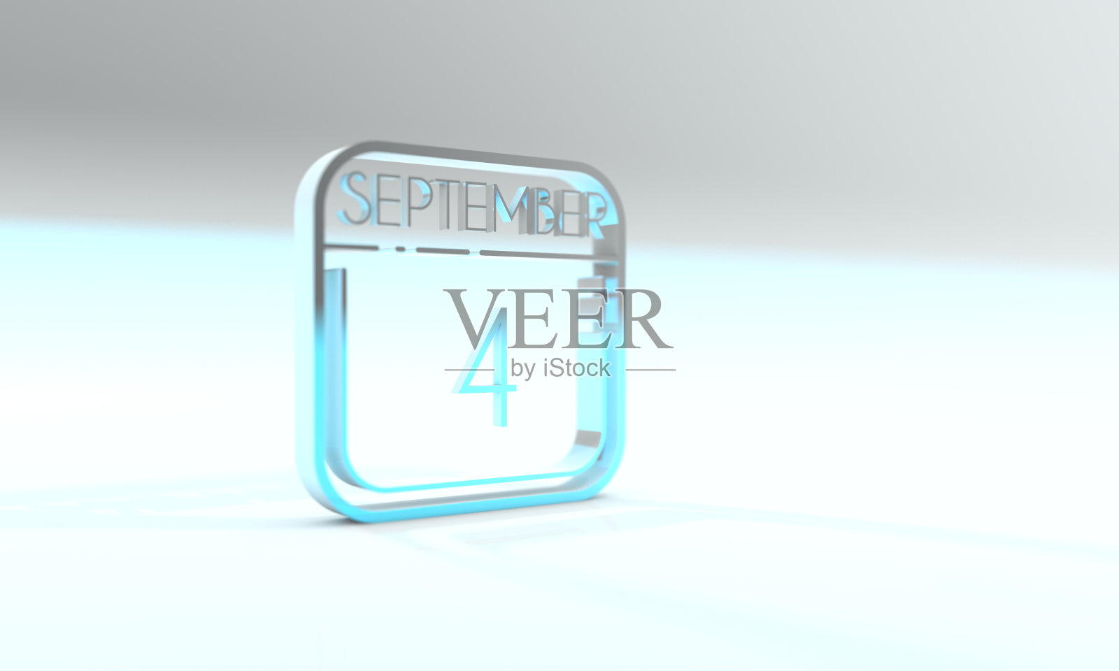 9月4日。氰化物彩色日历图标。蓝色背景。3D插图，3D渲染。照片摄影图片
