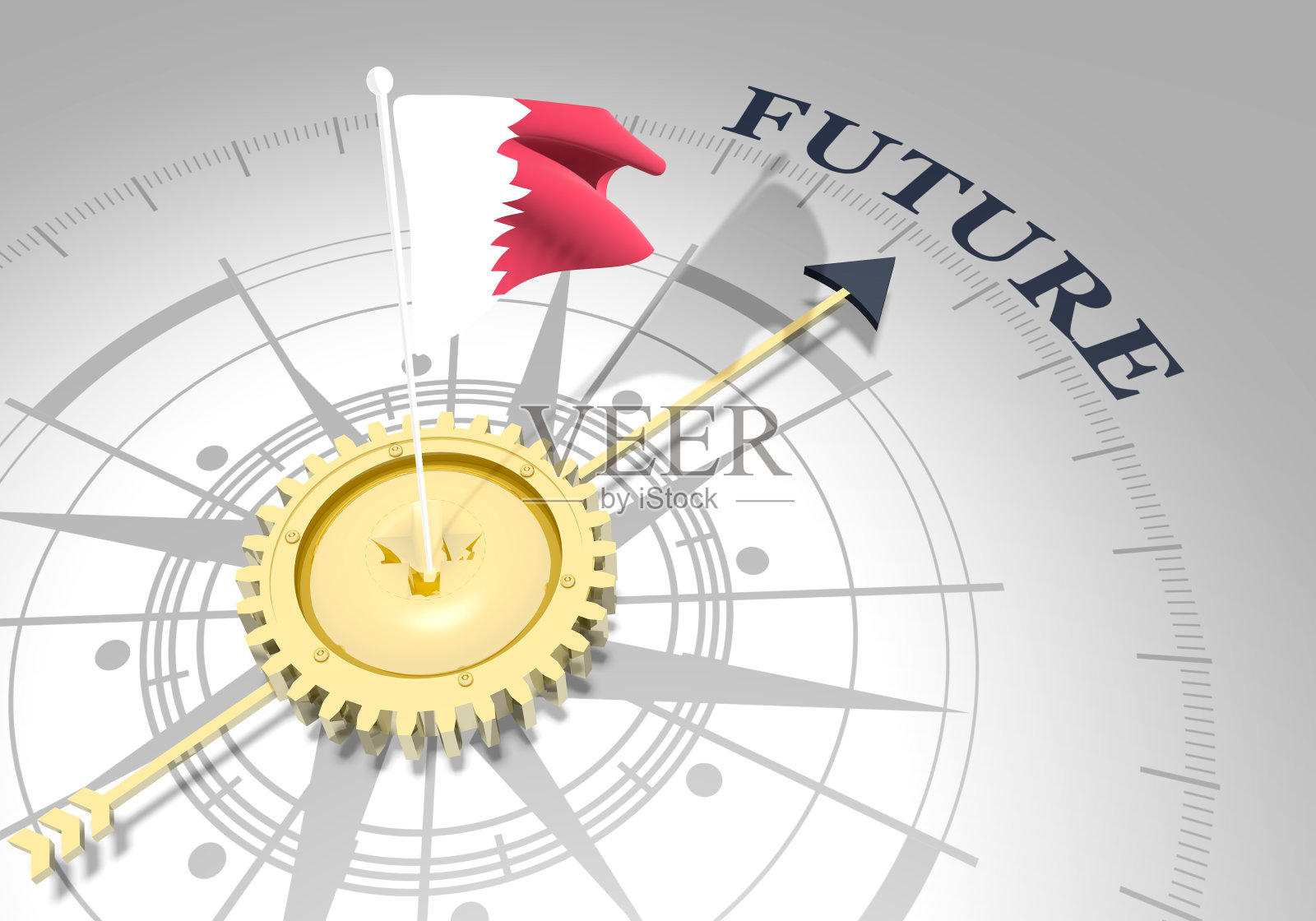 全球商业概念。卡塔尔国旗照片摄影图片