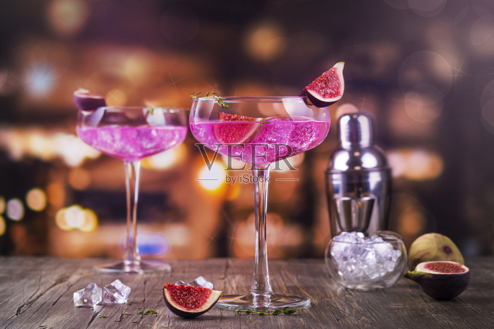 秋天无花果鸡尾酒照片摄影图片