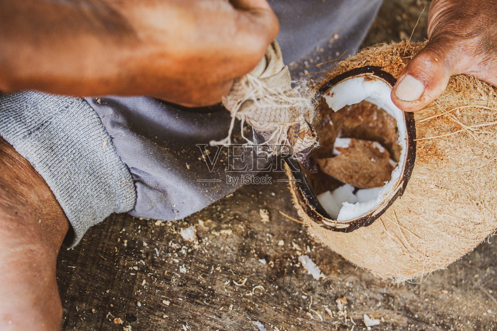 椰子碗生产照片摄影图片