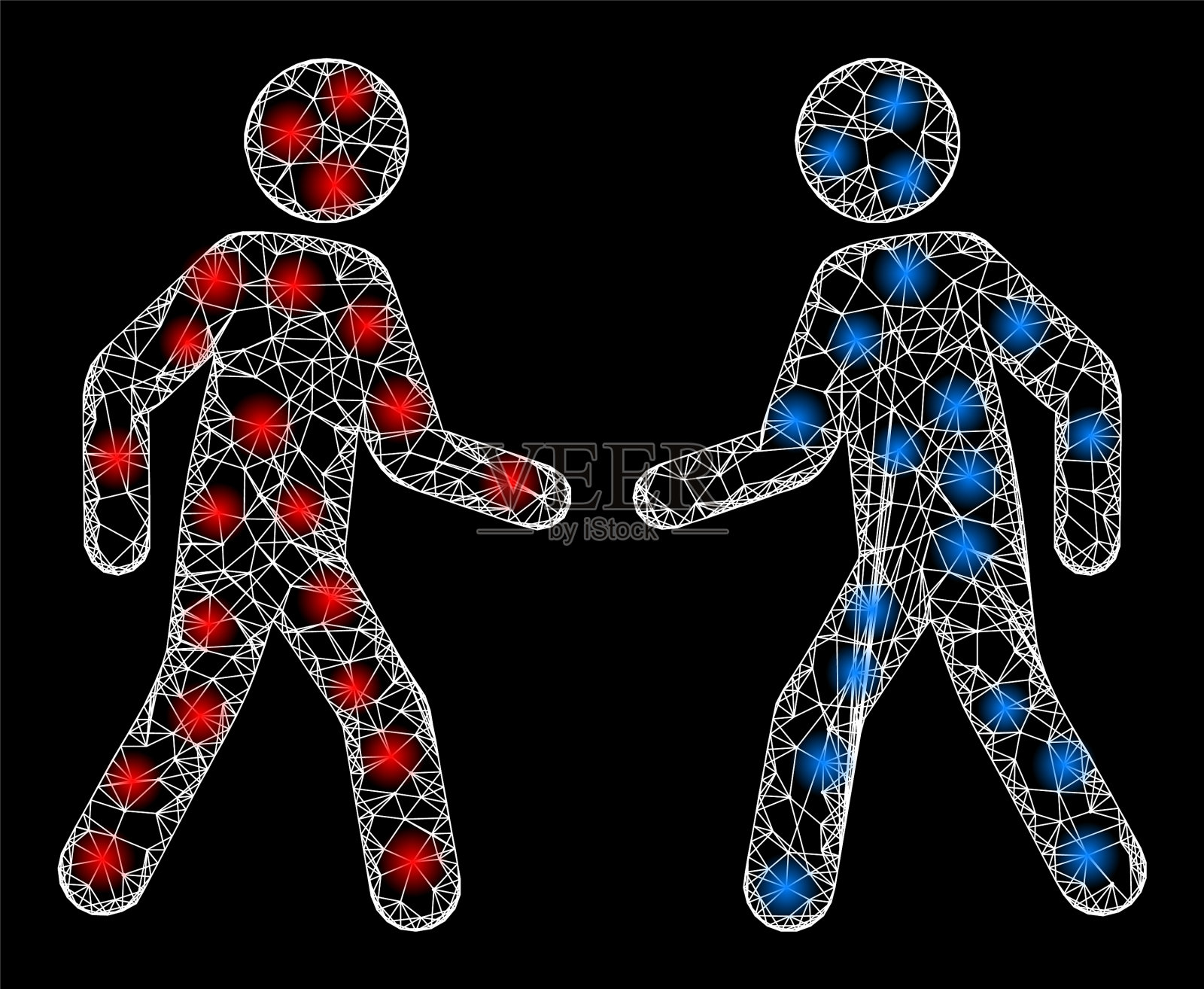 发光的网眼男人与光点相遇插画图片素材