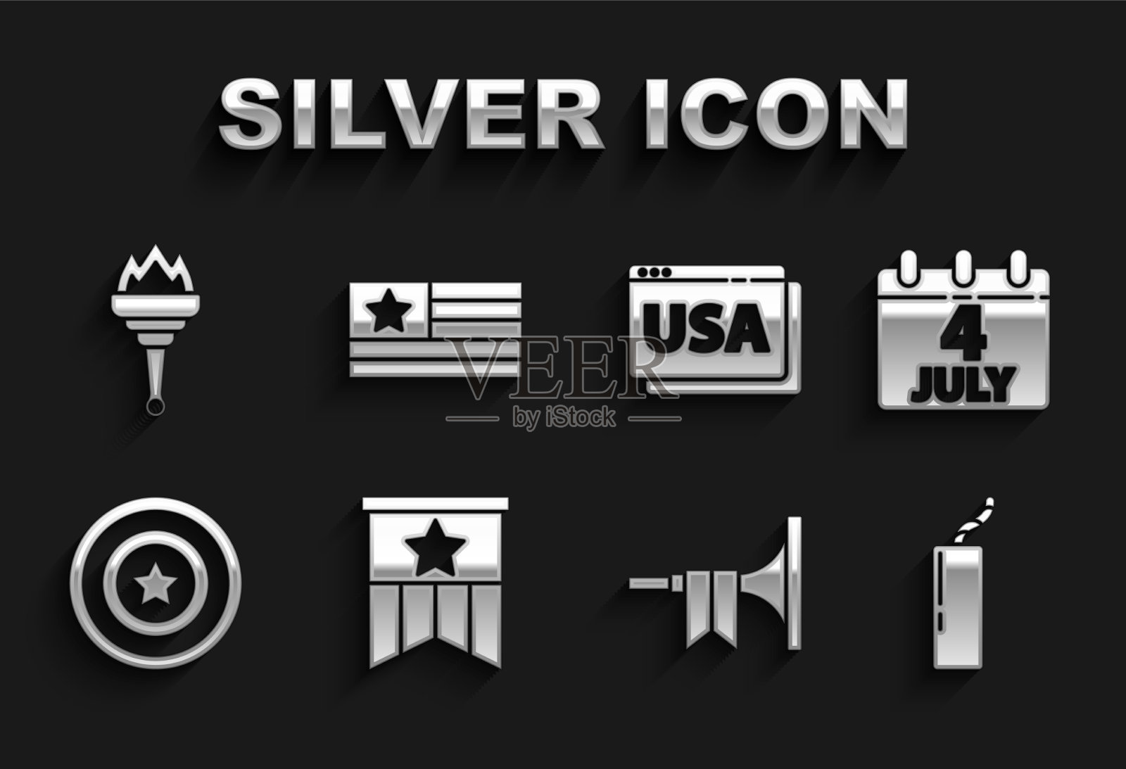 设置美国国旗日历为7月4日图标素材