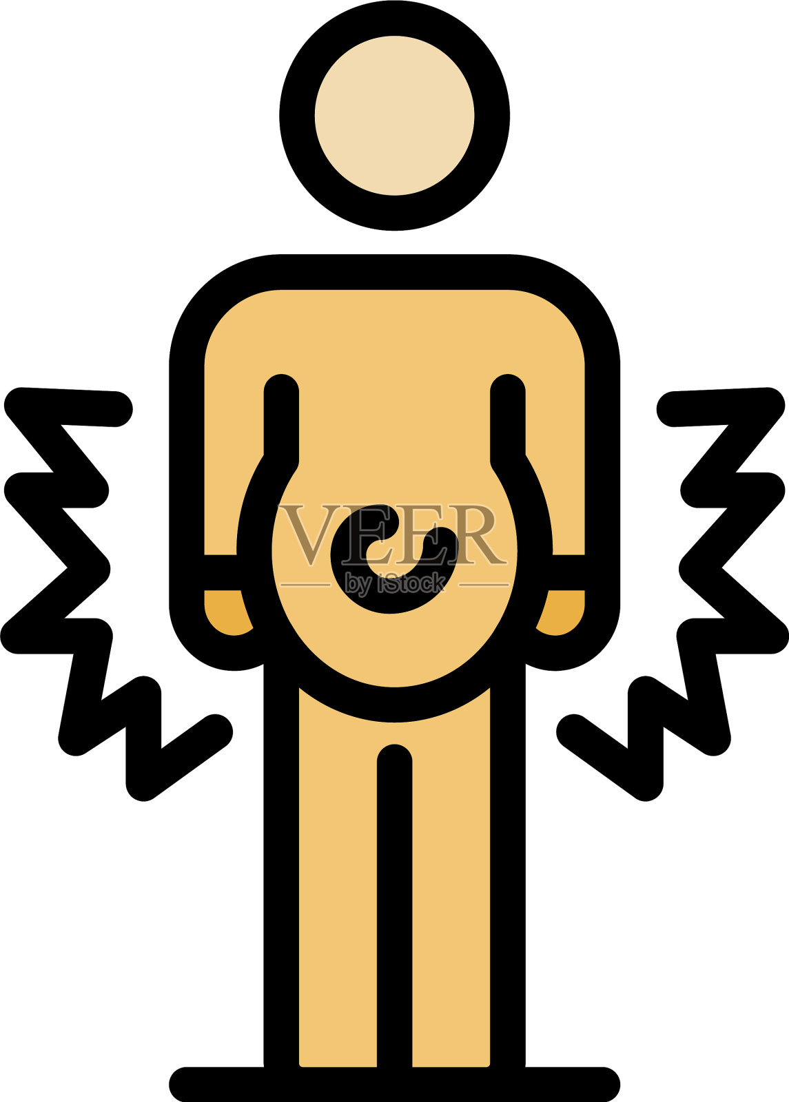 消化胃痛图标颜色轮廓插画图片素材