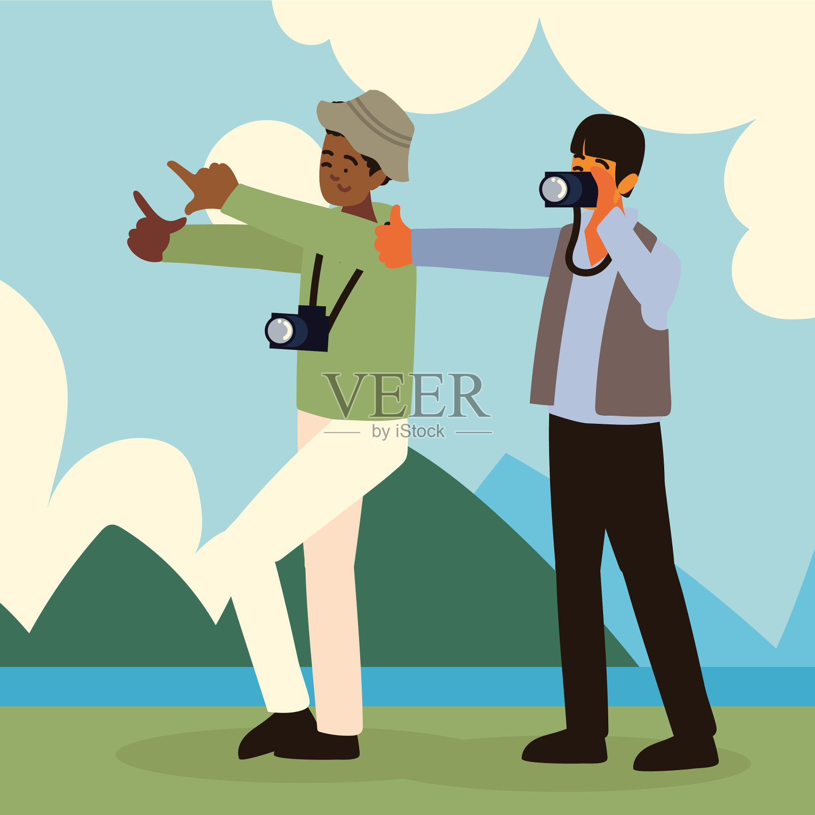 摄影师男性角色插画图片素材