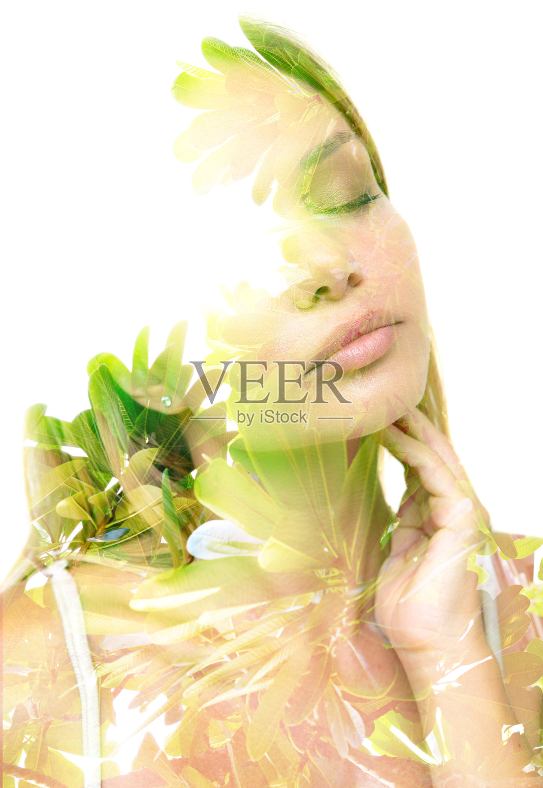 一个年轻漂亮女人的创造性抽象肖像照片摄影图片