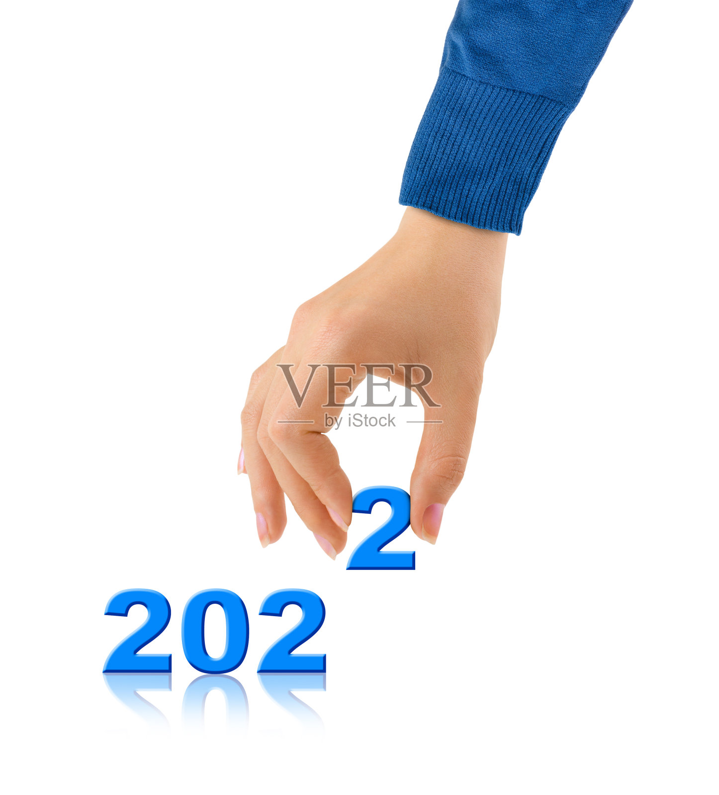 数字2022和手照片摄影图片