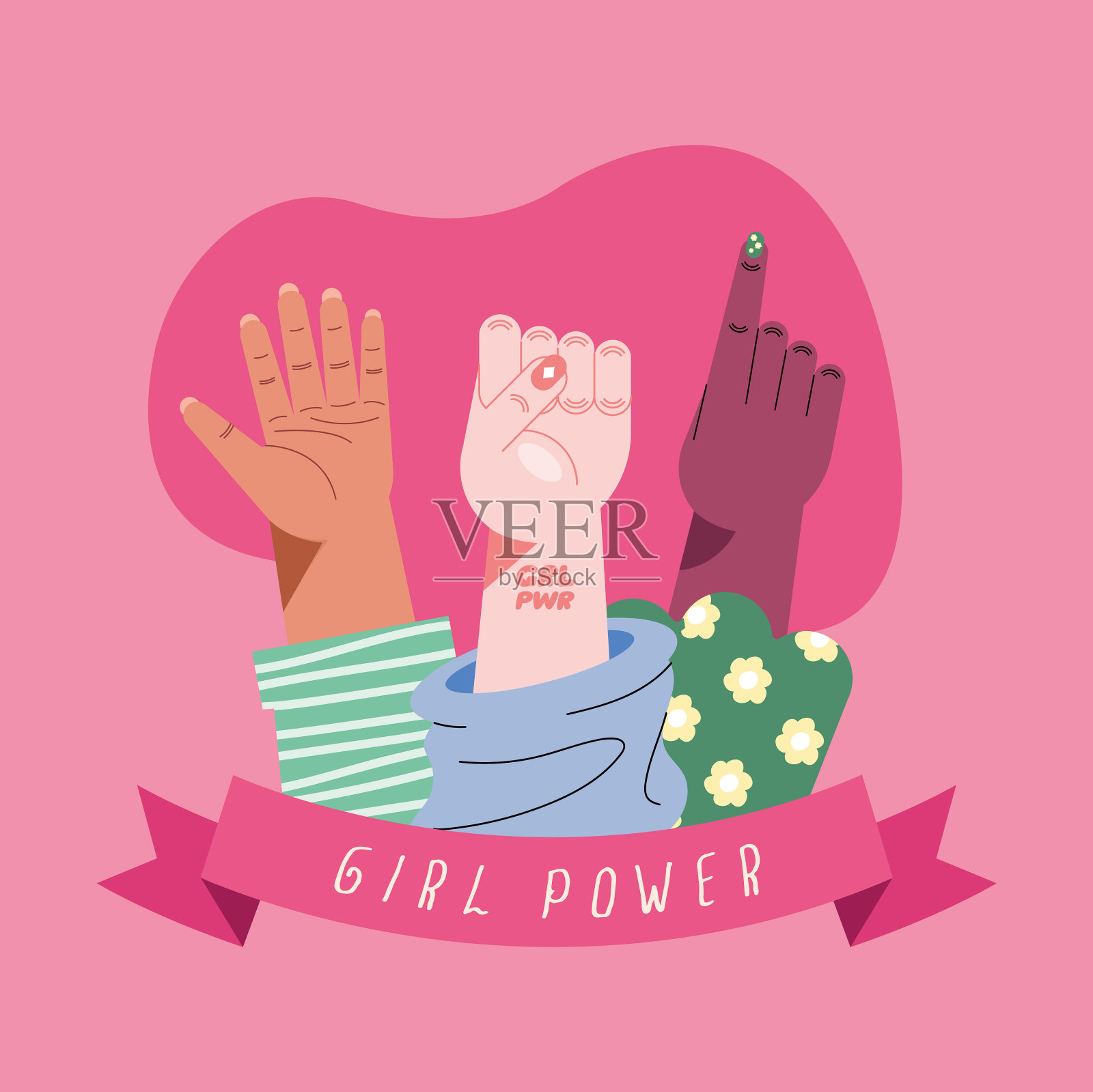 女孩权力框架插画图片素材