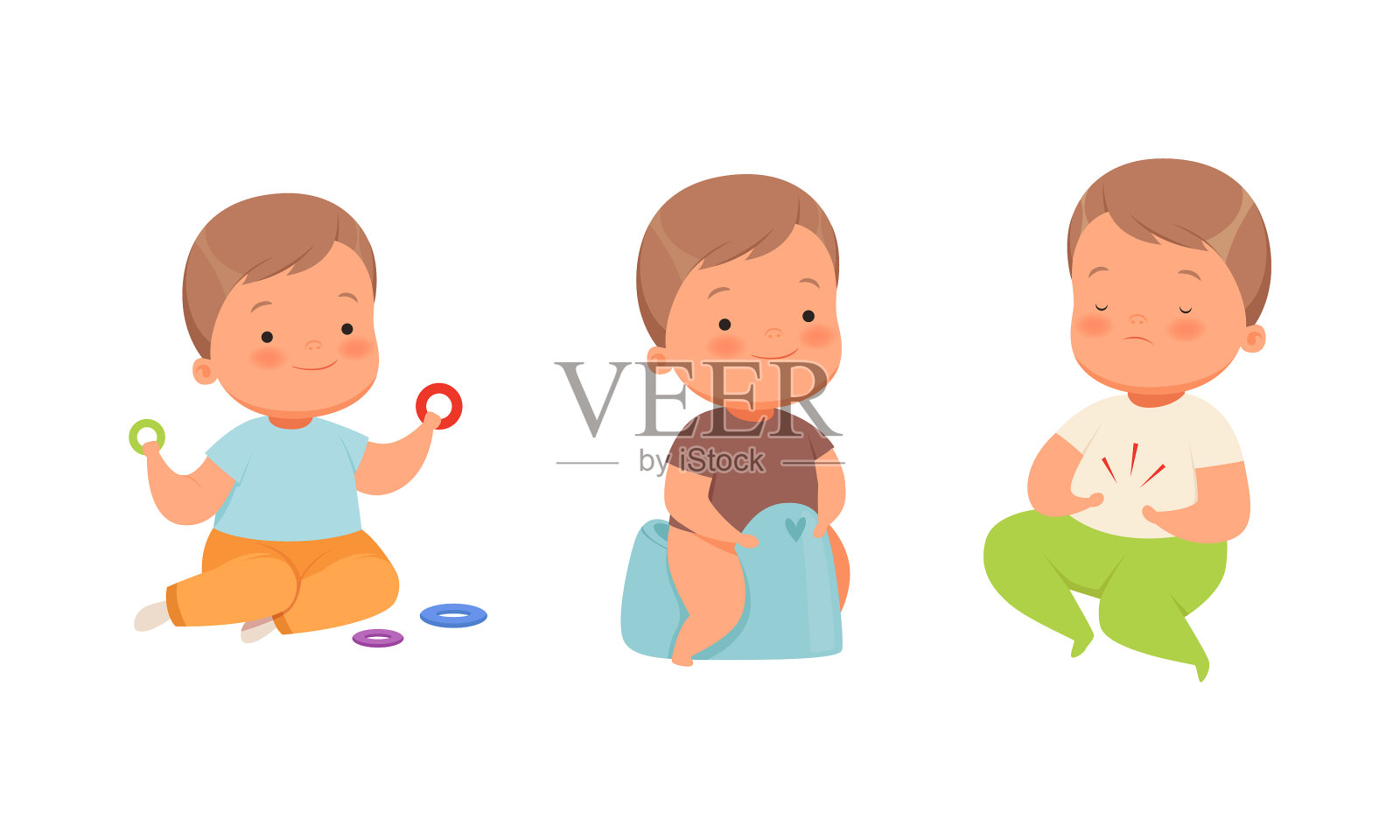 小男孩坐在坐便椅上玩玩具设计元素图片