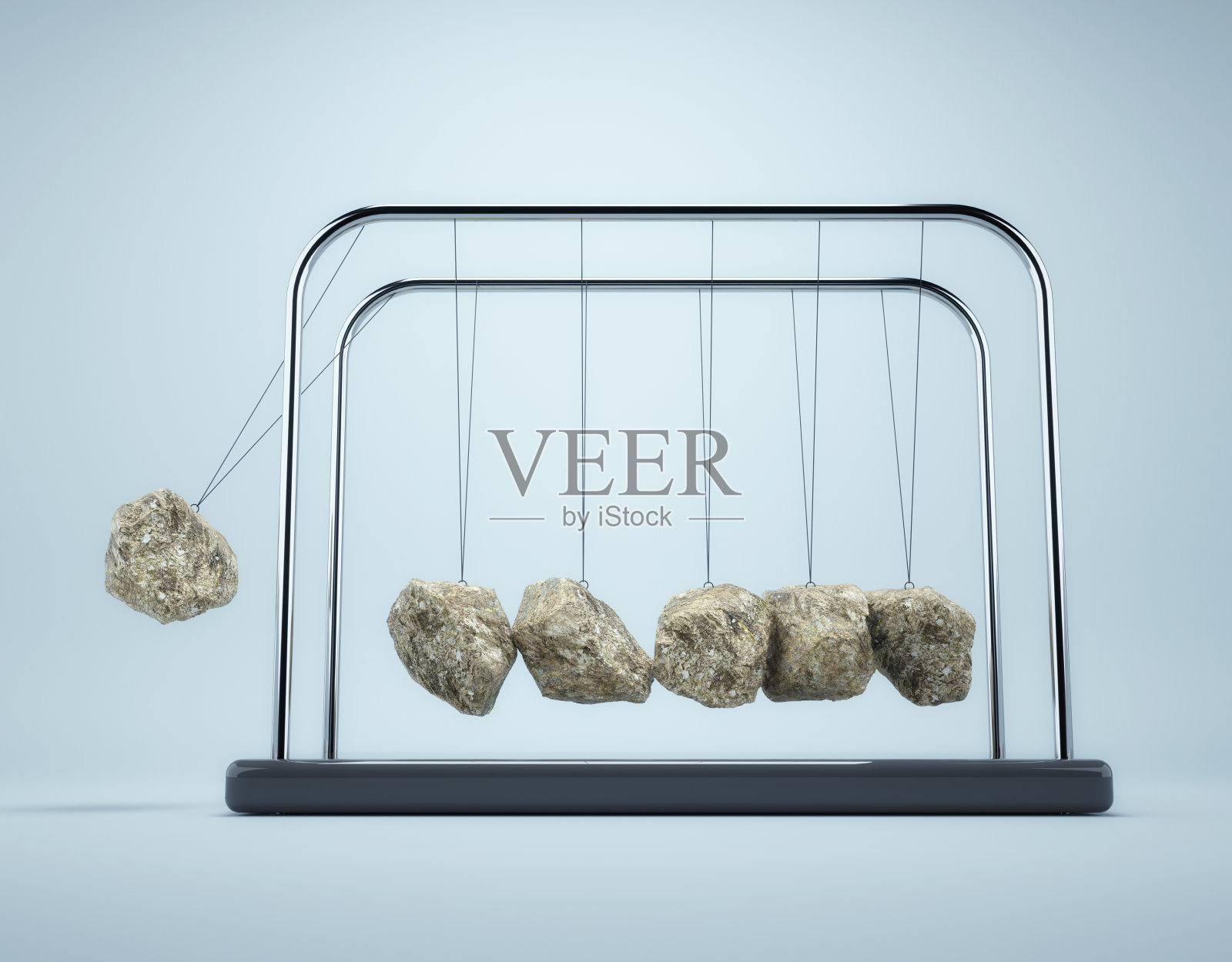 牛顿的岩石摇篮。恶性循环和强烈观念。这是一个3d渲染图照片摄影图片