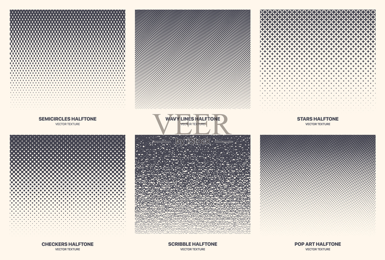 不同的变化，新的半色调梯度矢量模式设置隔离在白色插画图片素材