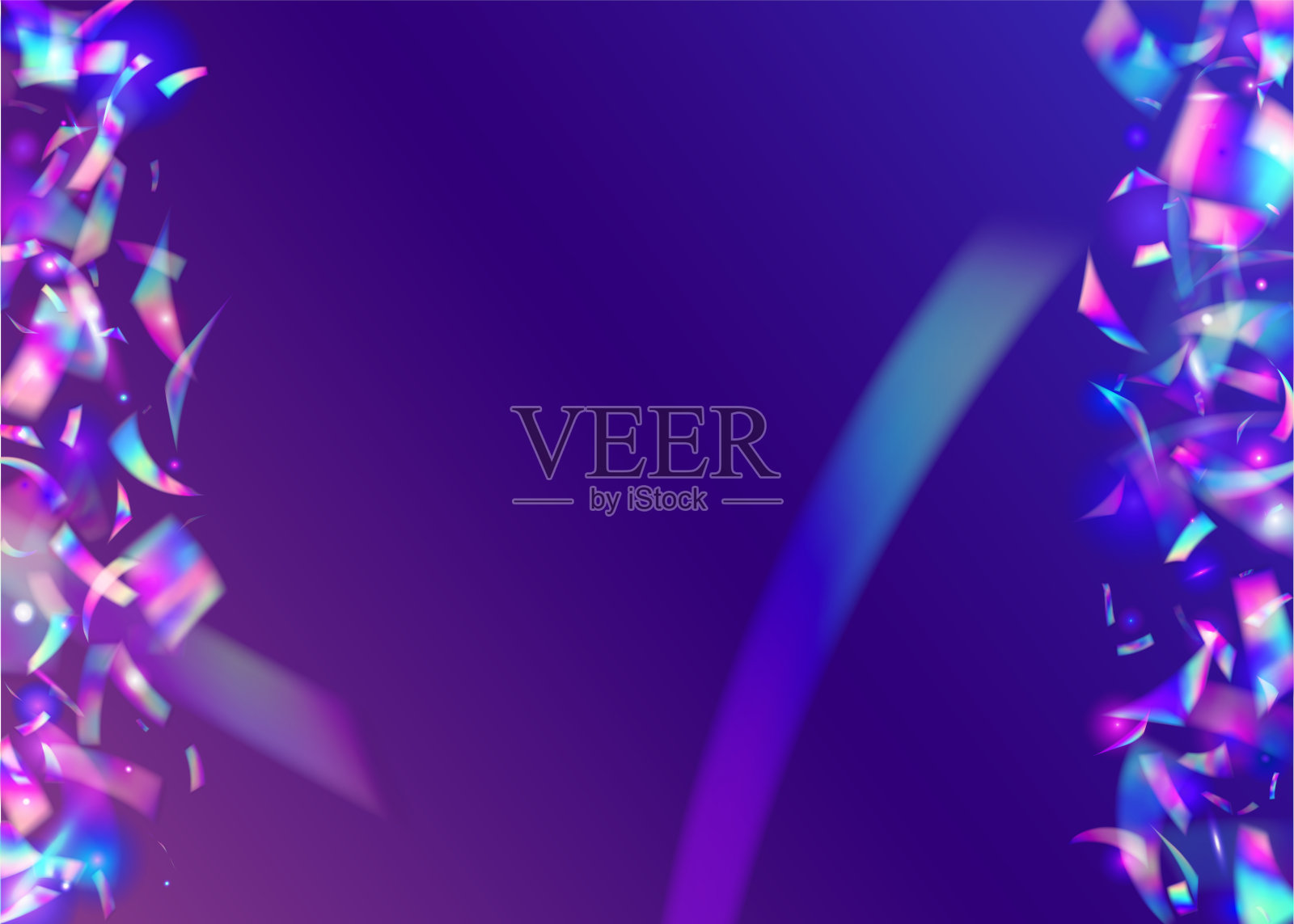 霓虹灯纹理。假期的艺术。紫色闪光。故障的。光五彩纸屑。模糊破裂。复古的现实的蛇形。飞行箔。紫色霓虹灯纹理插画图片素材