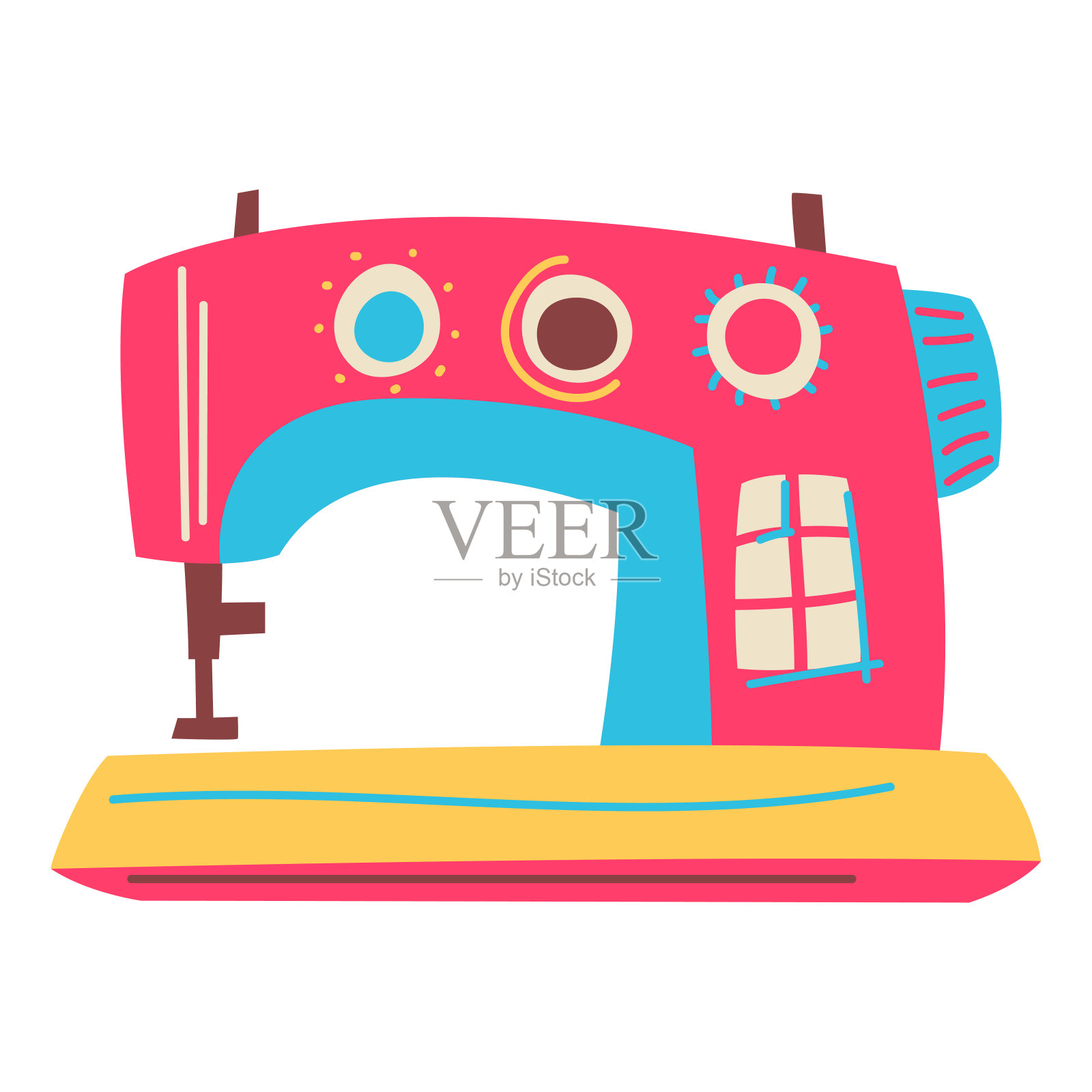 缝纫机针线项目说明。手工艺和手工制作。女性的创意爱好和购物。插画图片素材