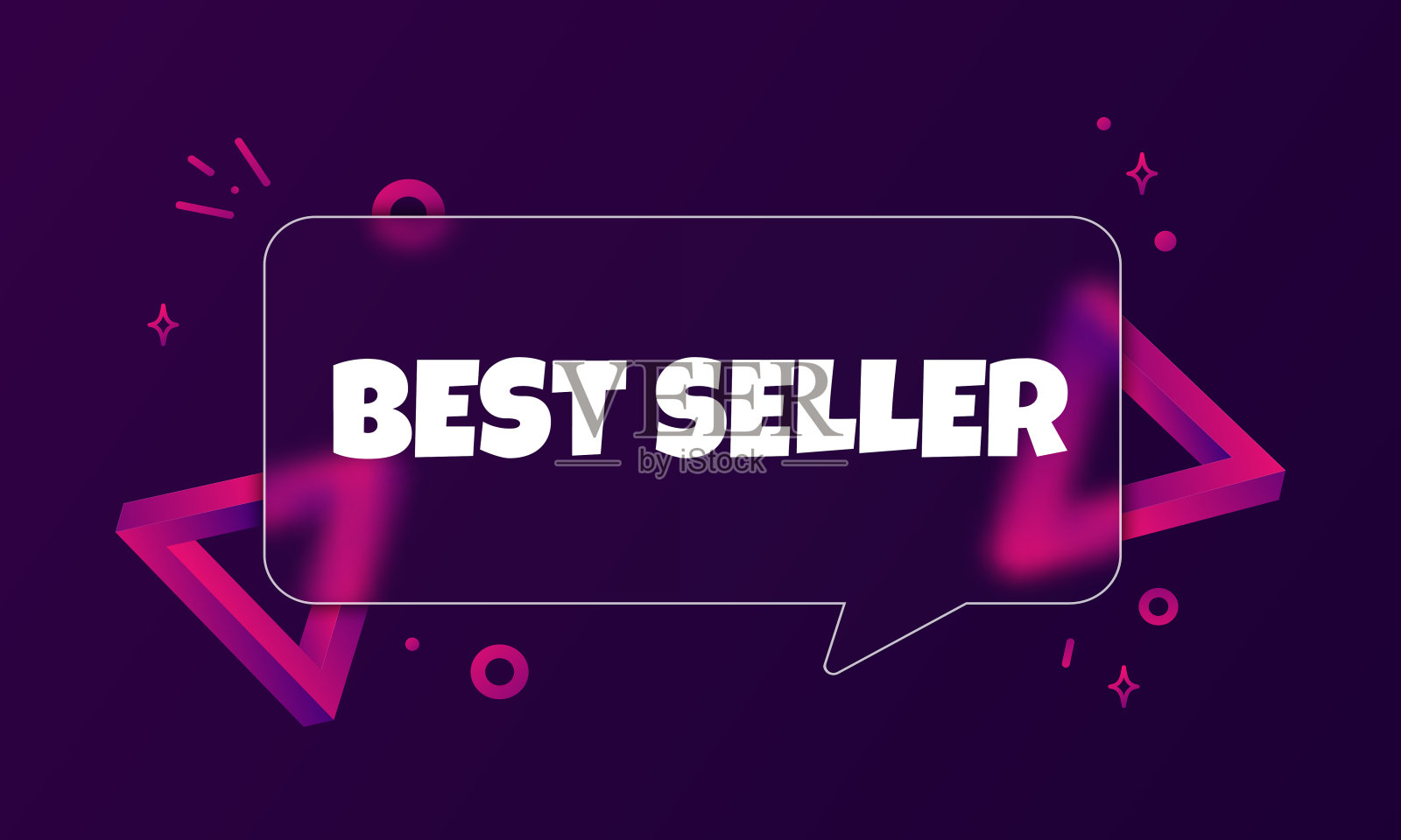 最好的卖家。演讲气泡横幅与畅销书的文本。Glassmorphism风格。用于商业、营销和广告。孤立背景向量。每股收益10设计元素图片