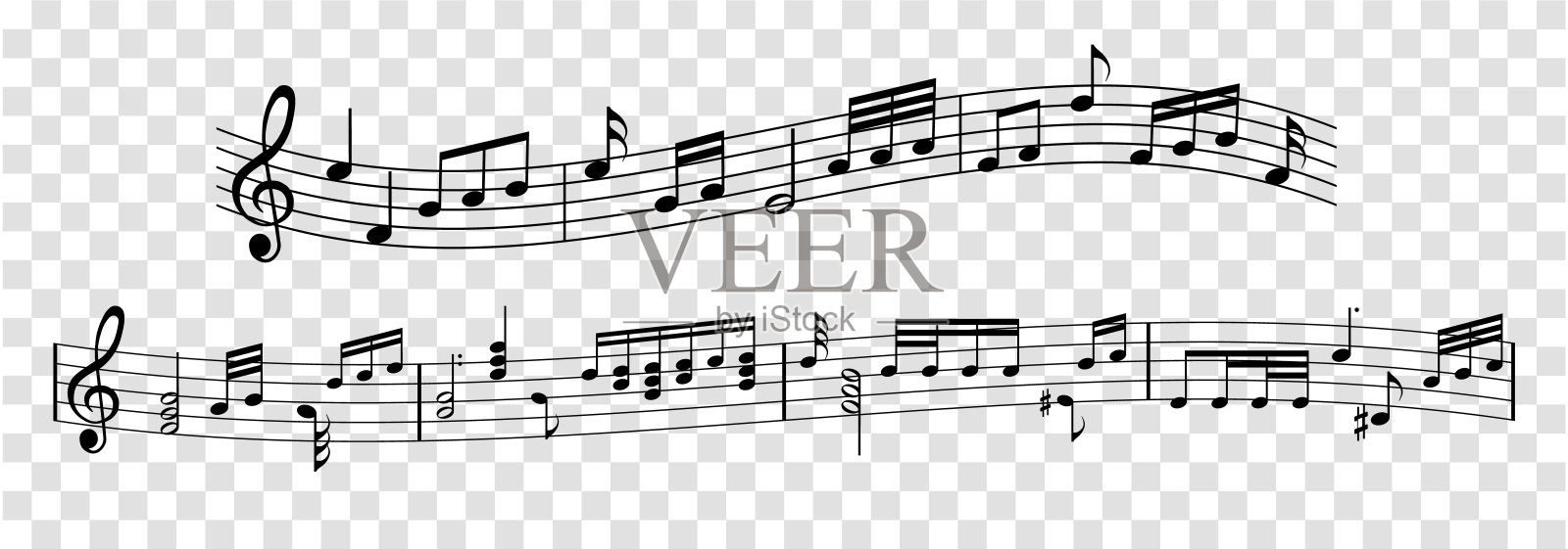 矢量设计元素-乐谱-乐谱音符旋律插画图片素材