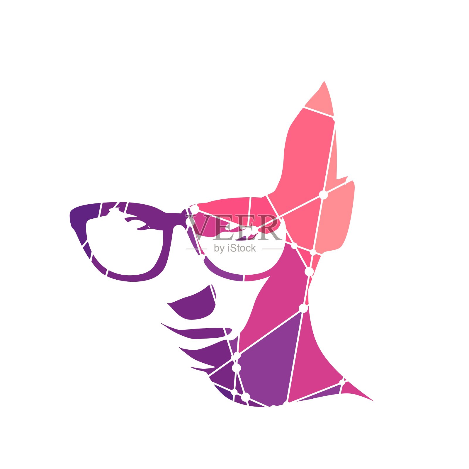 女性头部的轮廓。连点线插画图片素材