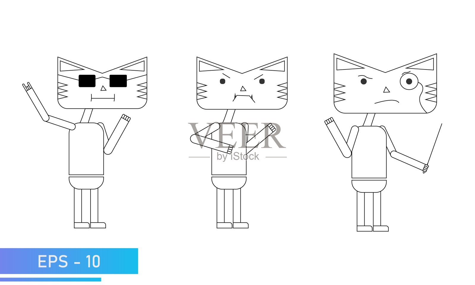 猫或老虎线条风格。全面增长。情绪冷静，易怒，非常聪明。2022年的象征。孤立在白色背景上。平面向量插图。插画图片素材