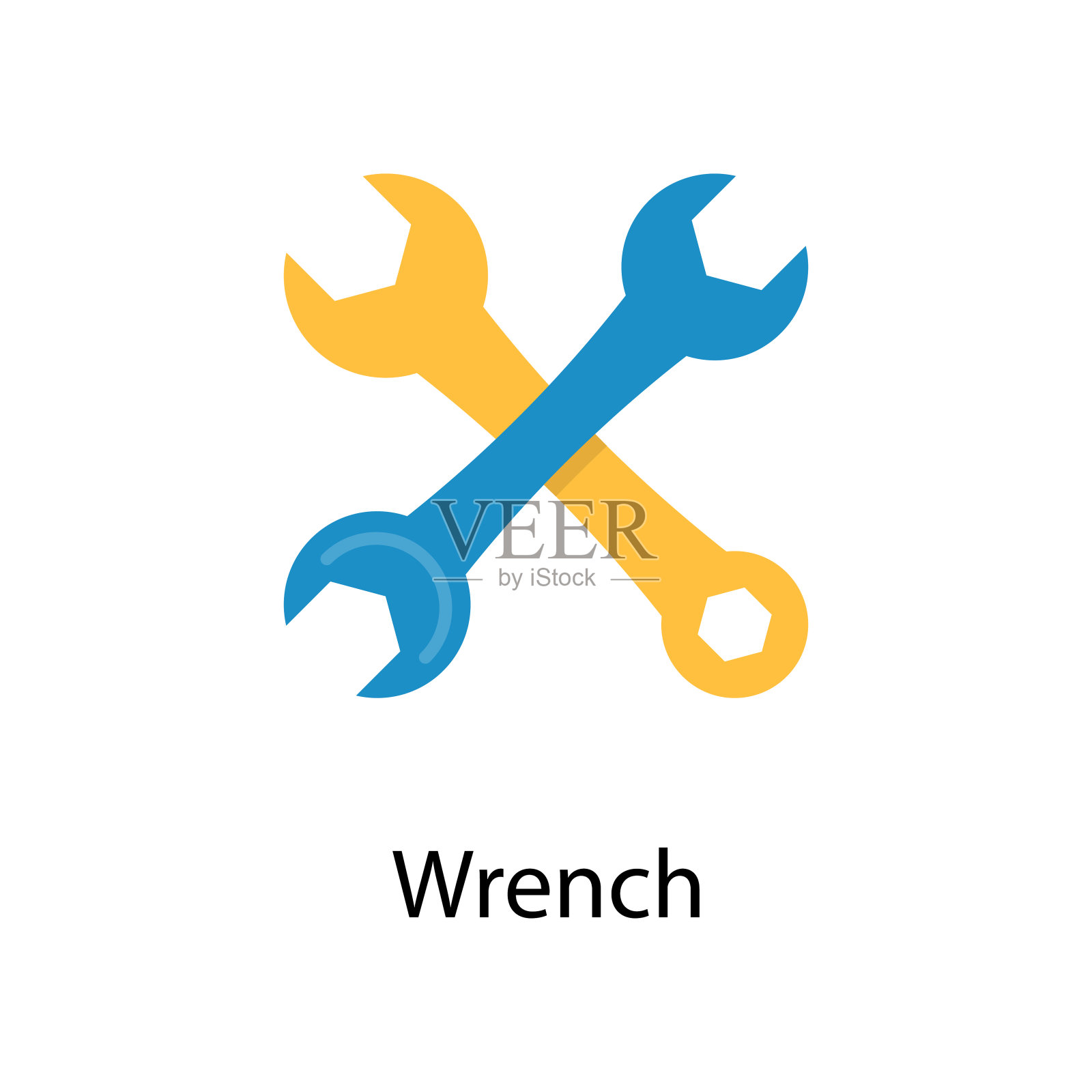 扳手矢量平面图标设计插图。白色背景EPS 10文件上的结构符号插画图片素材