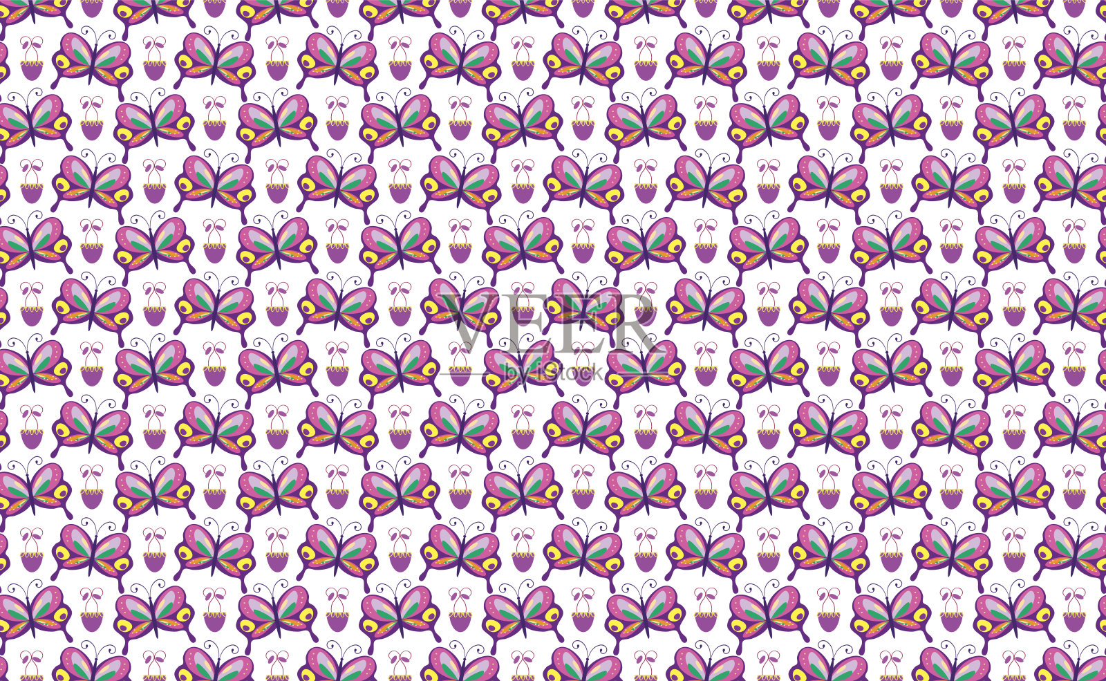 抽象蝴蝶上的无缝图案。插画图片素材