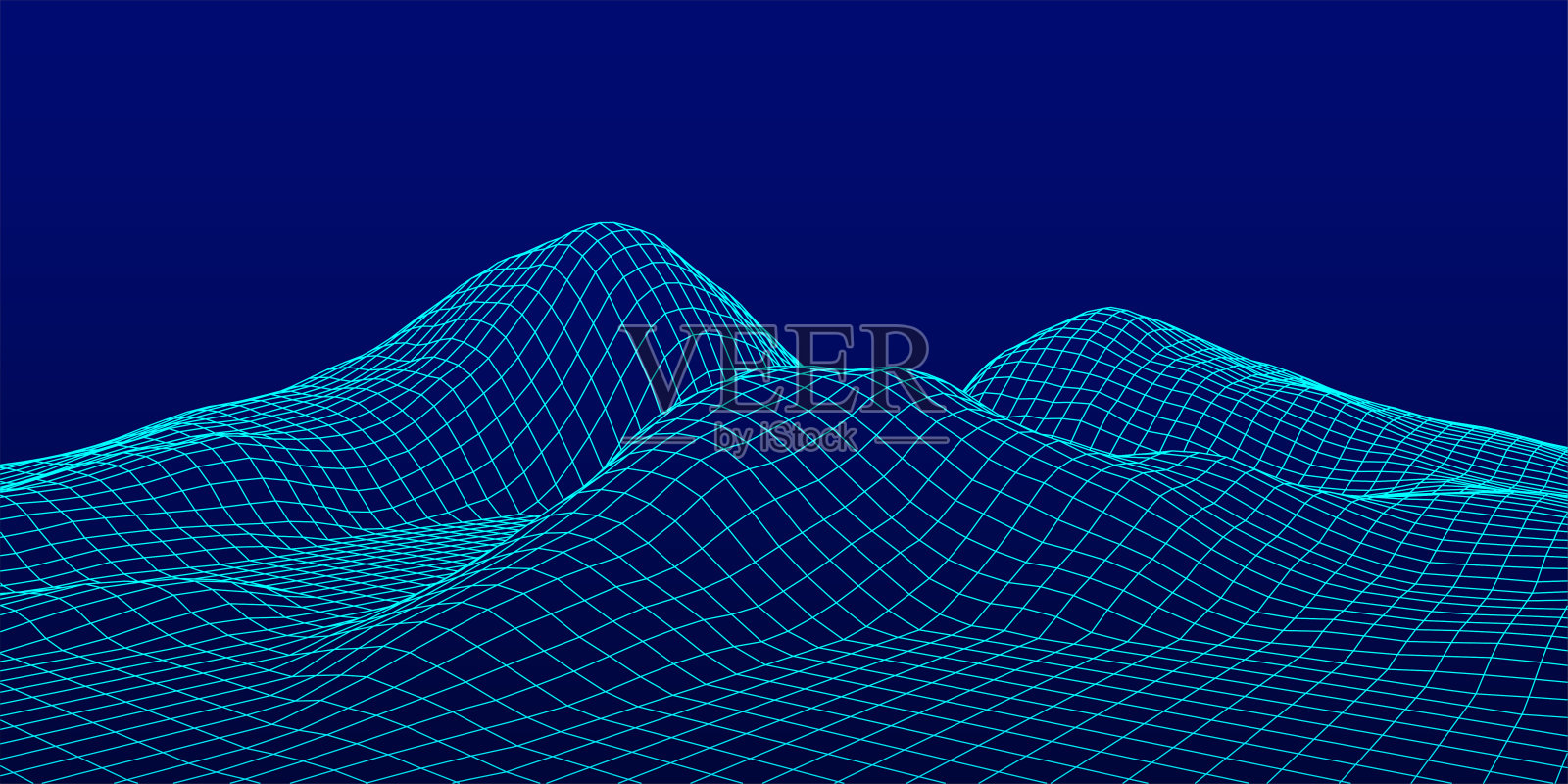 抽象的数字景观。网络空间网格。数据数组。3d未来矢量插图。插画图片素材