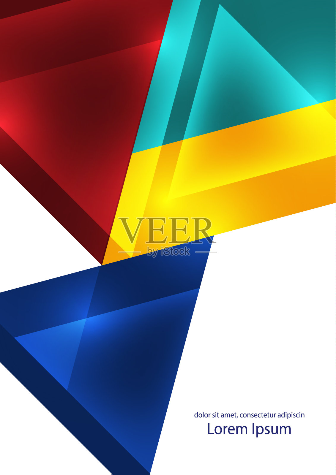 抽象的几何背景。现代重叠的三角形。明亮的颜色。商业演示，应用程序封面和网站设计的模板。向量插画图片素材