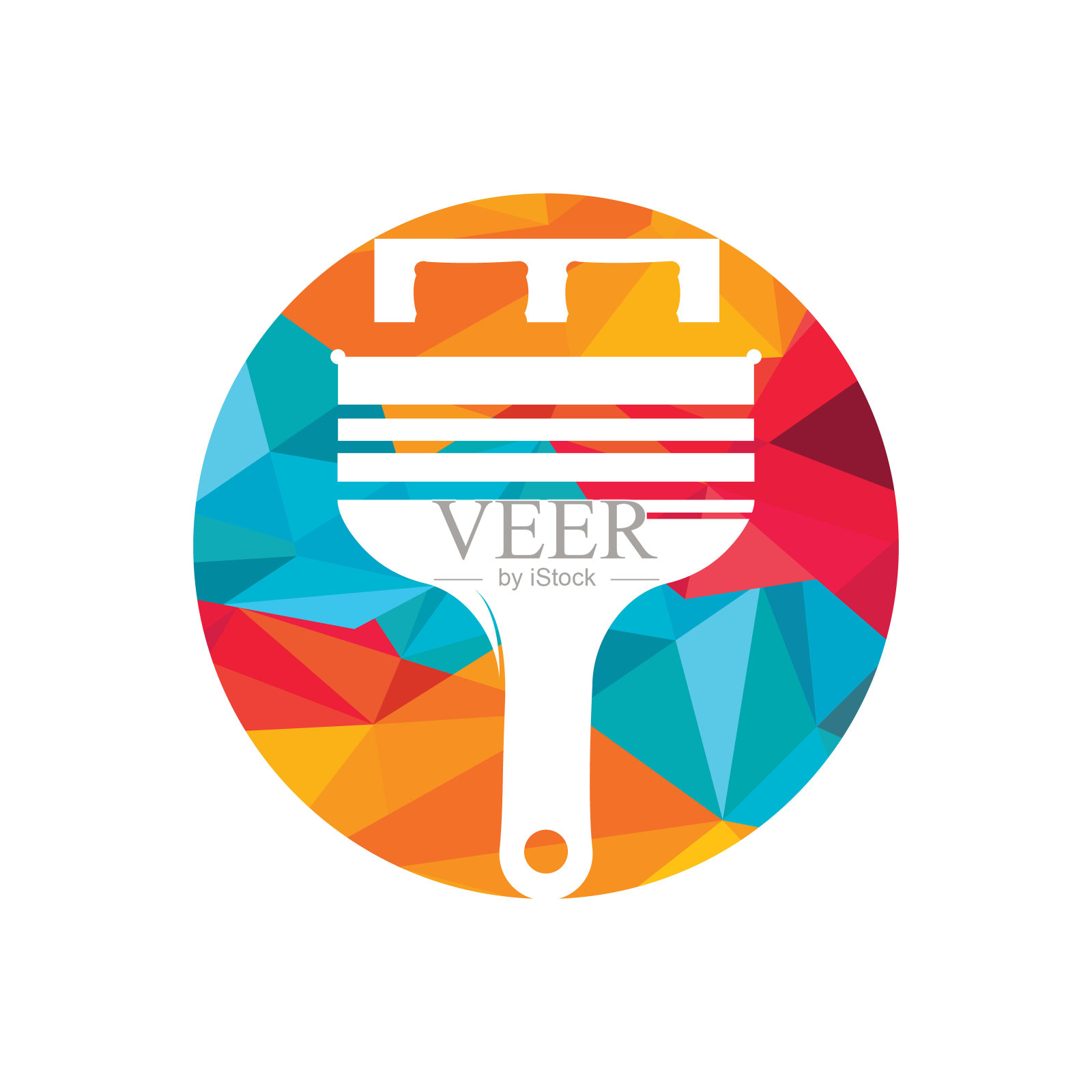 画笔和床的图标标志设计。独特的室内和家具标识设计模板。设计元素图片