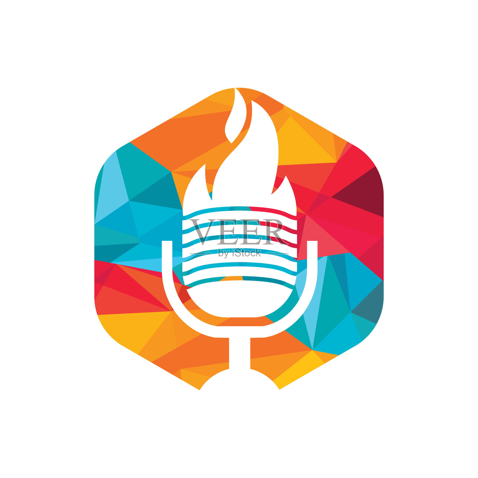 Fire播客logo设计模板。插画图片素材