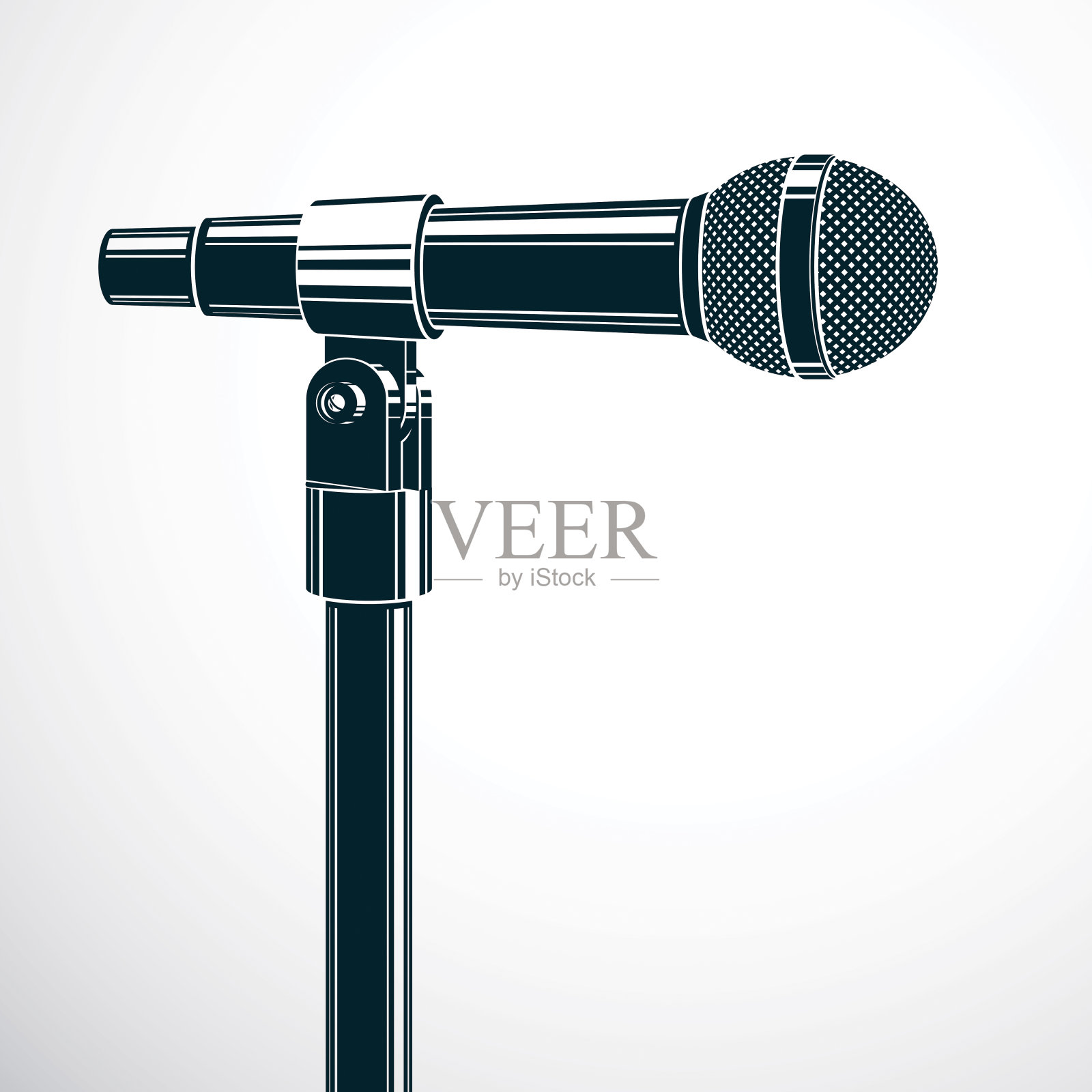 舞台麦克风矢量插图隔离在白色。新闻发布会，社会信息的影响。设计元素图片