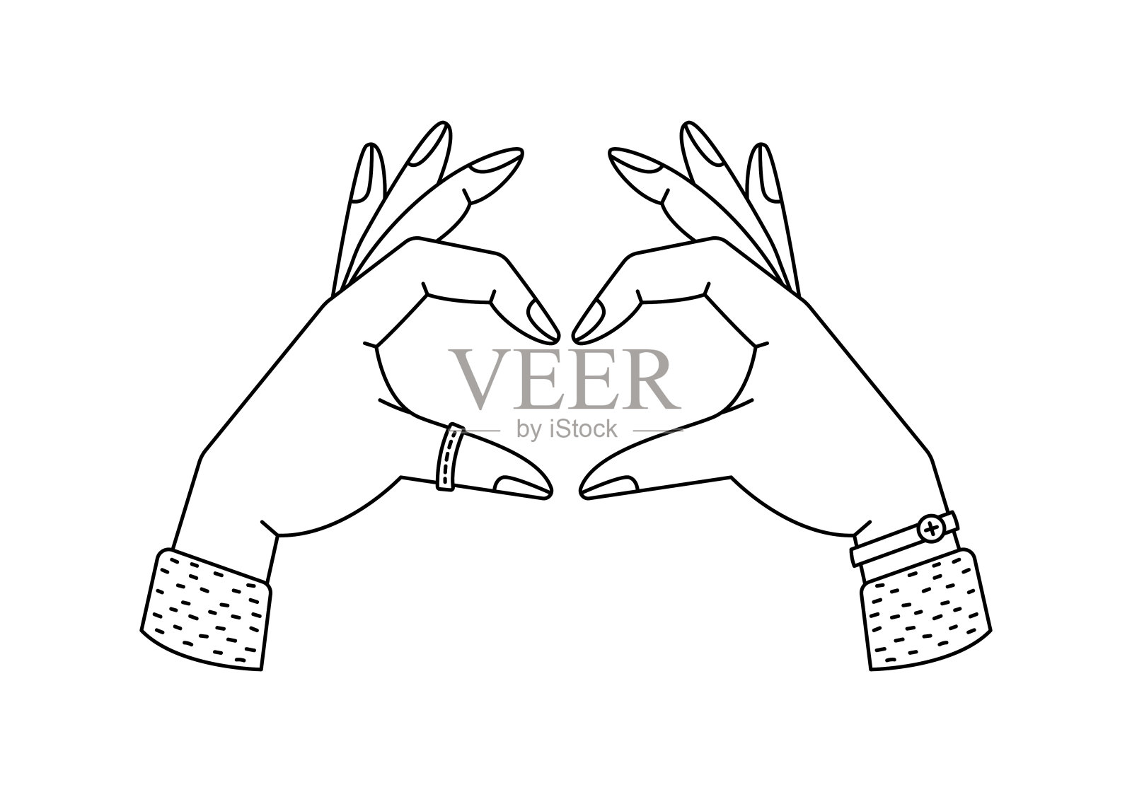 手势矢量插画：心形，轮廓女人手设计元素图片