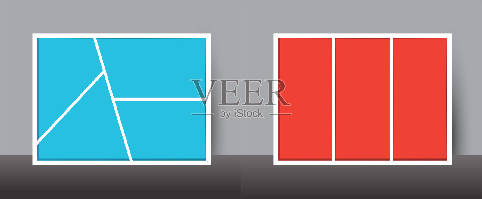 水平的拼贴画。布局模板。照片或插图的框架。照片,照片。照片拼贴，照片拼图。Moodboard。插画图片素材