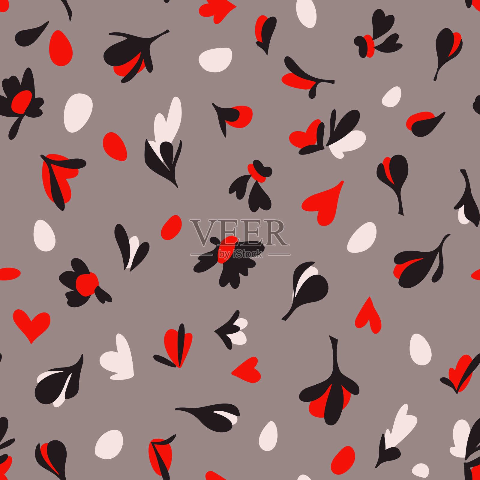 春花无缝图案。画笔形成程式化的盛开的草地雏菊花和叶子。简单的几何形状。草图。自然主题。插画图片素材