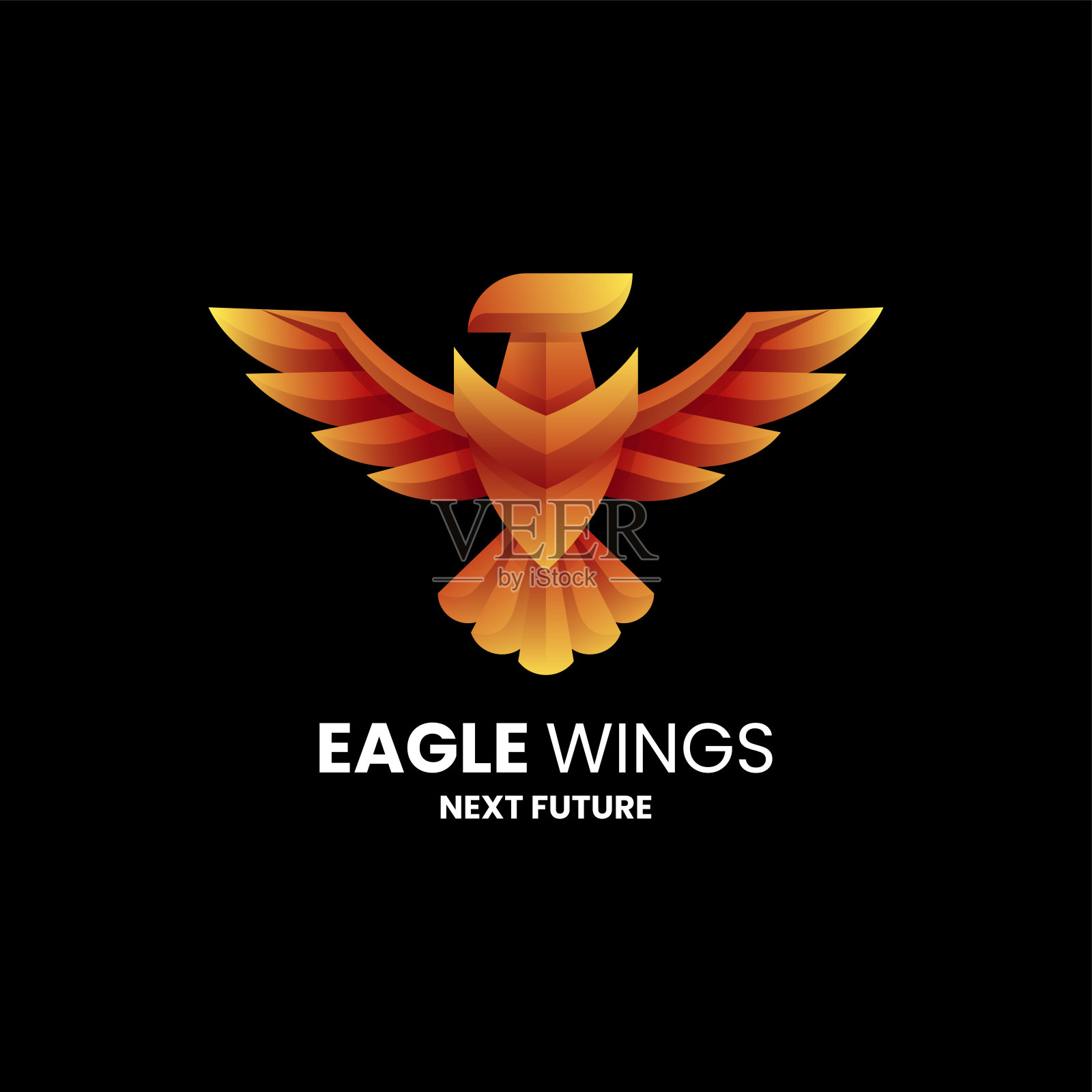 矢量插图鹰翼渐变彩色风格。插画图片素材