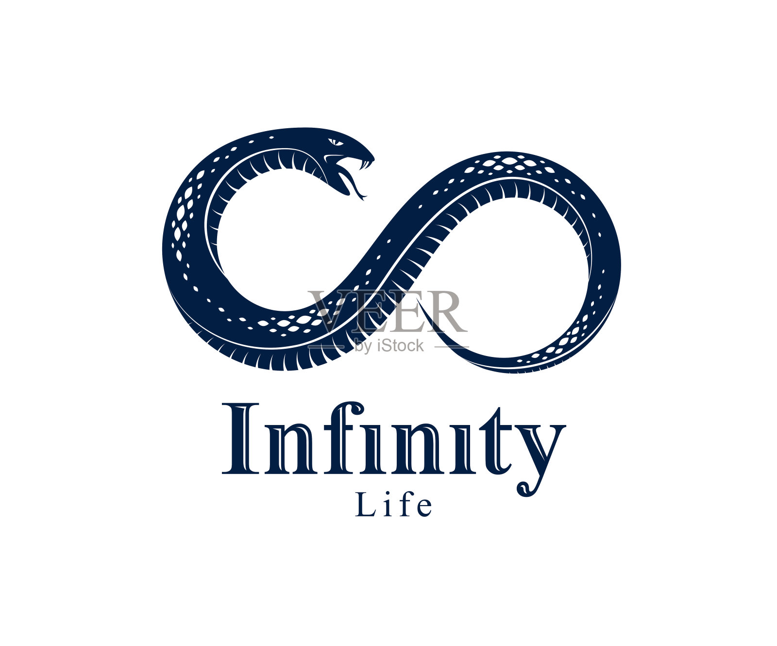 蛇的形状象征着无穷无尽的生与死，古蛇象征向量插图，蛇吃自己的故事，标志，会徽或纹身。插画图片素材