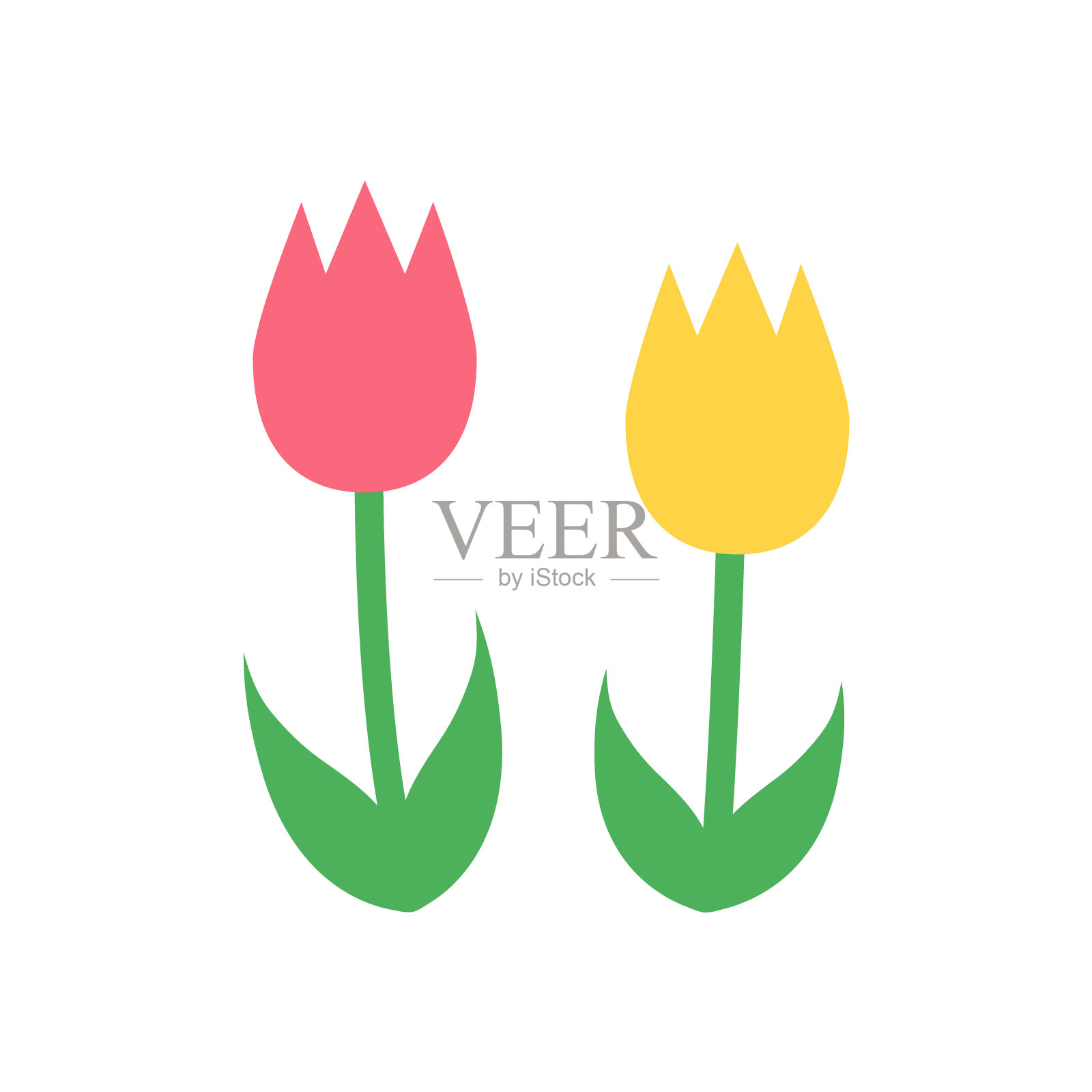 简单扁平的郁金香插图设计元素图片