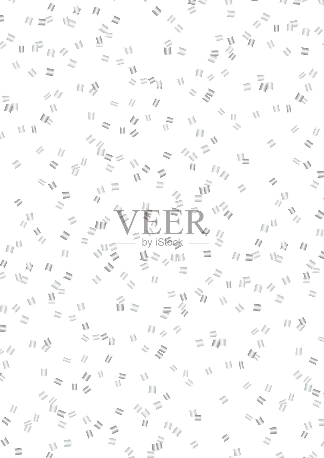 白色背景上有银色的五彩纸屑插画图片素材